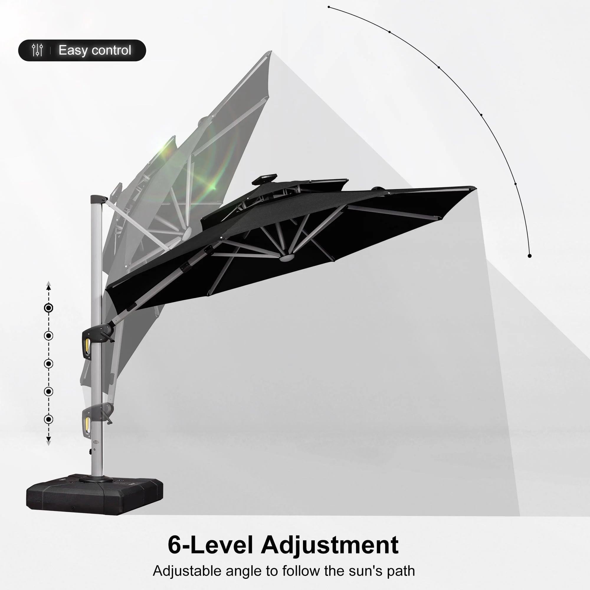 PURPLE LEAF Round Solar Lighted Cantilever Umbrella Outside Patio Umbrella with Lights - Image 77