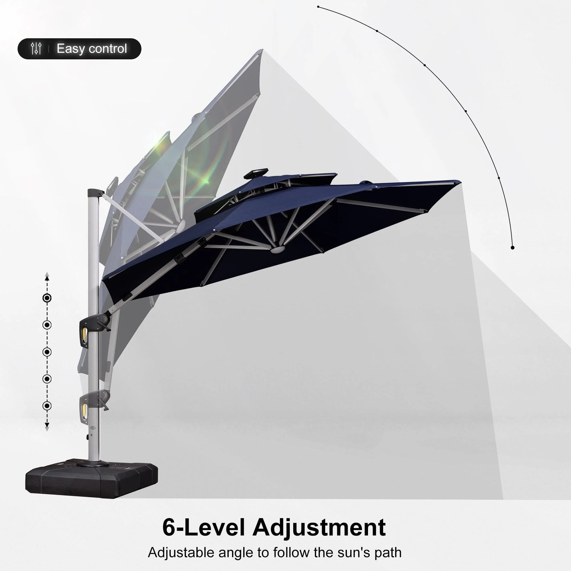 PURPLE LEAF Round Solar Lighted Cantilever Umbrella Outside Patio Umbrella with Lights - Image 81
