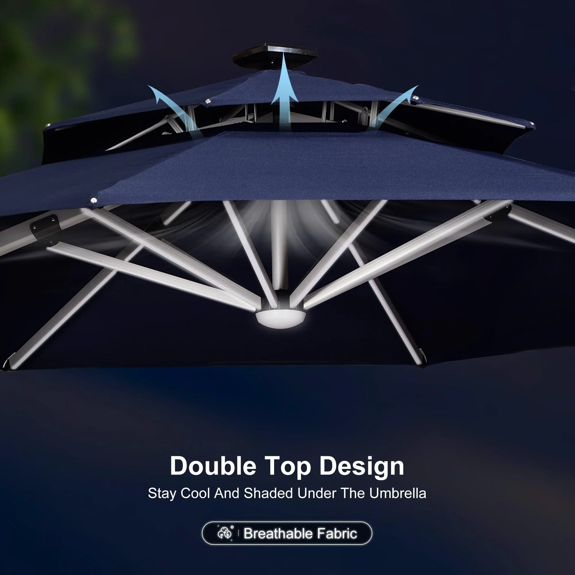 PURPLE LEAF Round Solar Lighted Cantilever Umbrella Outside Patio Umbrella with Lights - Image 82