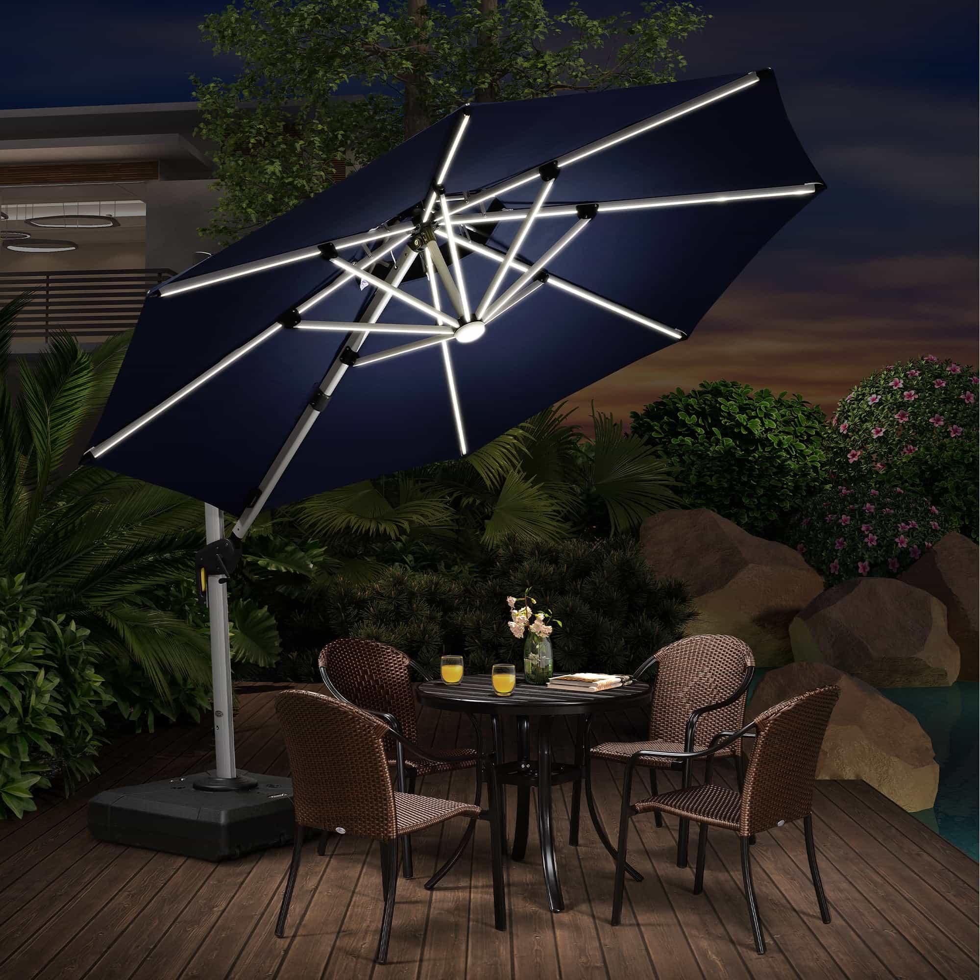 PURPLE LEAF Round Solar Lighted Cantilever Umbrella Outside Patio Umbrella with Lights - Image 86