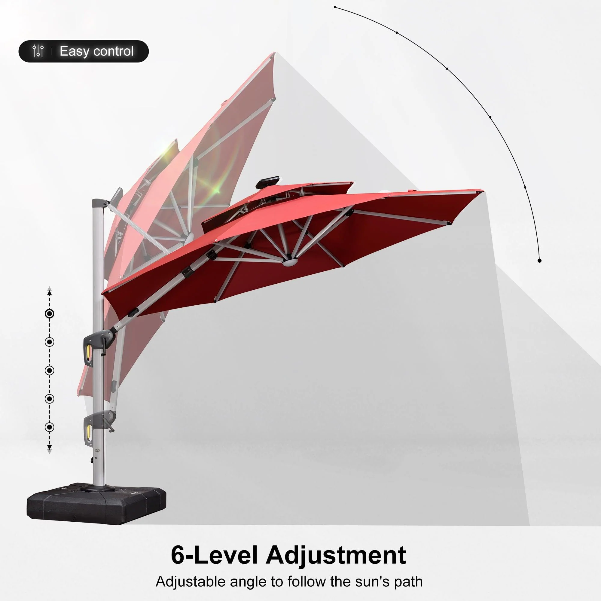 PURPLE LEAF Round Solar Lighted Cantilever Umbrella Outside Patio Umbrella with Lights - Image 88