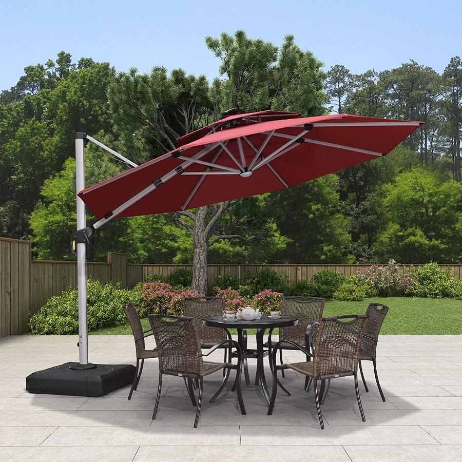 PURPLE LEAF Round Solar Lighted Cantilever Umbrella Outside Patio Umbrella with Lights - Image 19