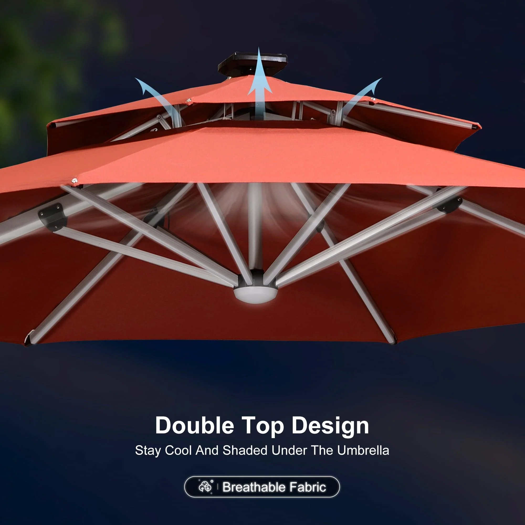 PURPLE LEAF Round Solar Lighted Cantilever Umbrella Outside Patio Umbrella with Lights - Image 97