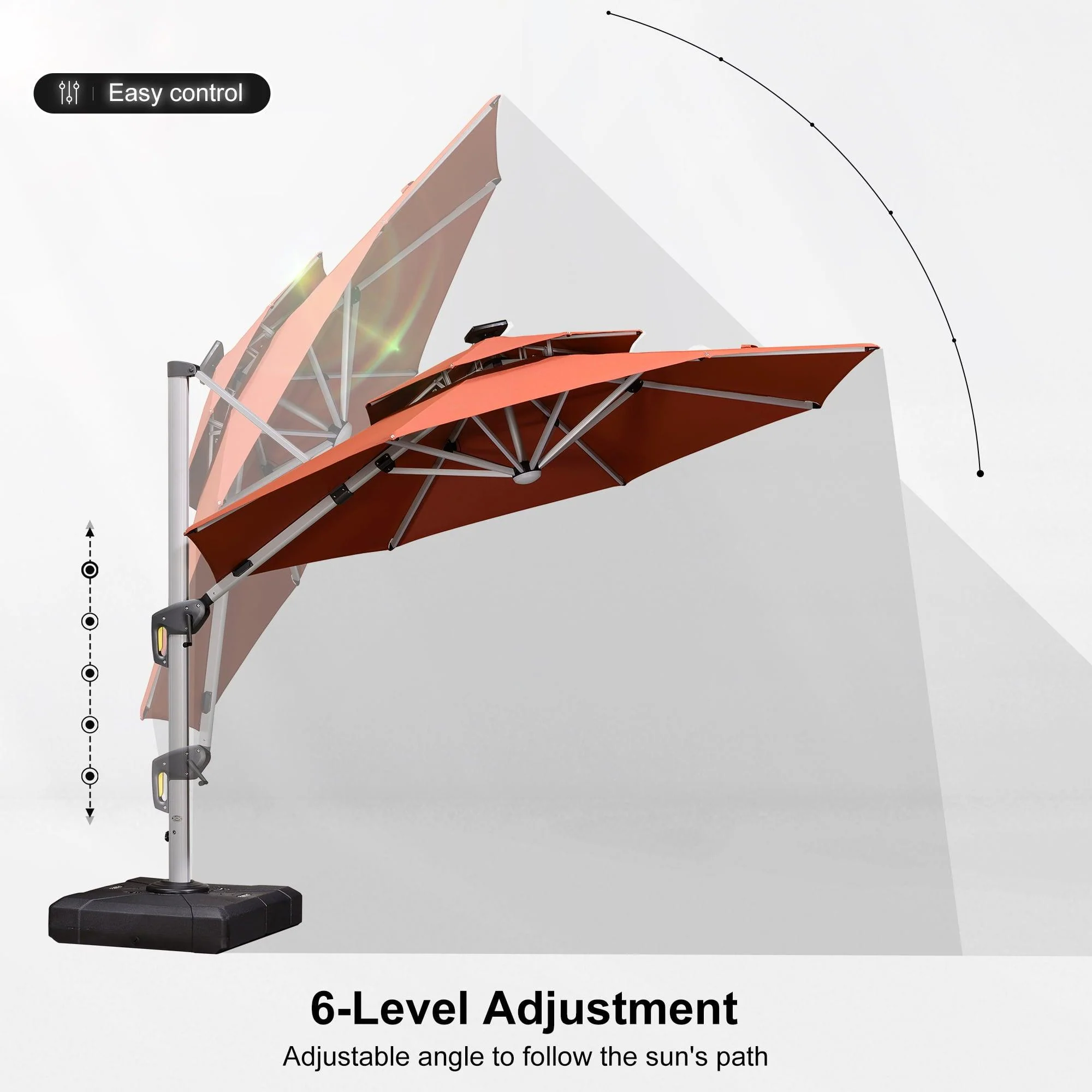 PURPLE LEAF Round Solar Lighted Cantilever Umbrella Outside Patio Umbrella with Lights - Image 98