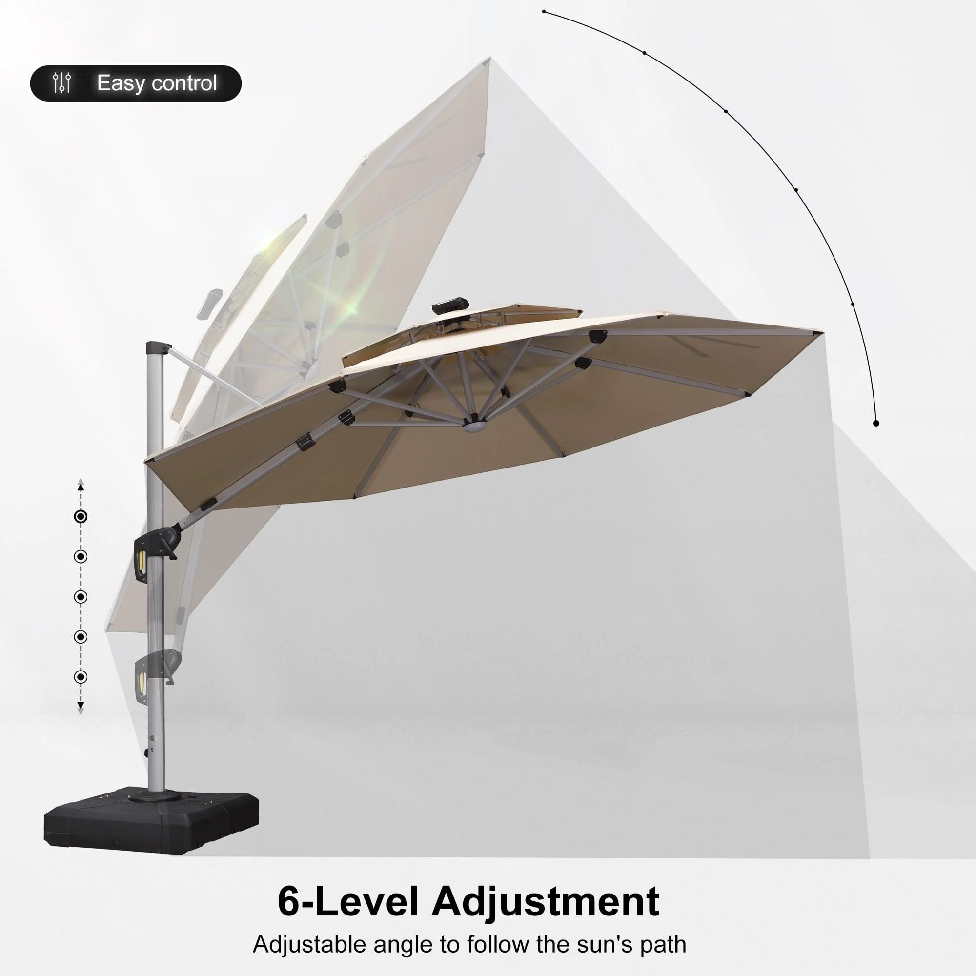 PURPLE LEAF Round Solar Lighted Cantilever Umbrella Outside Patio Umbrella with Lights - Image 102