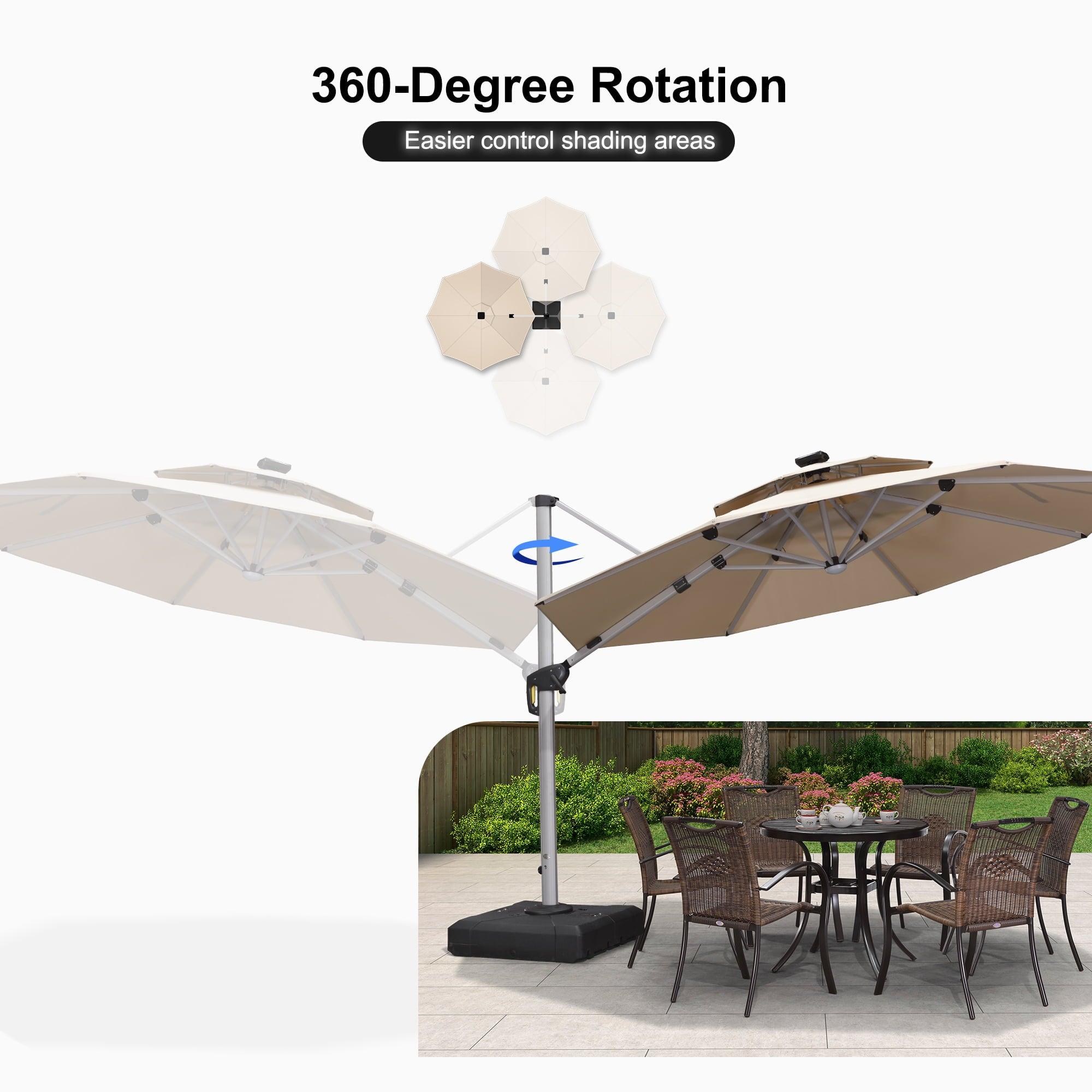 PURPLE LEAF Round Solar Lighted Cantilever Umbrella Outside Patio Umbrella with Lights - Image 103