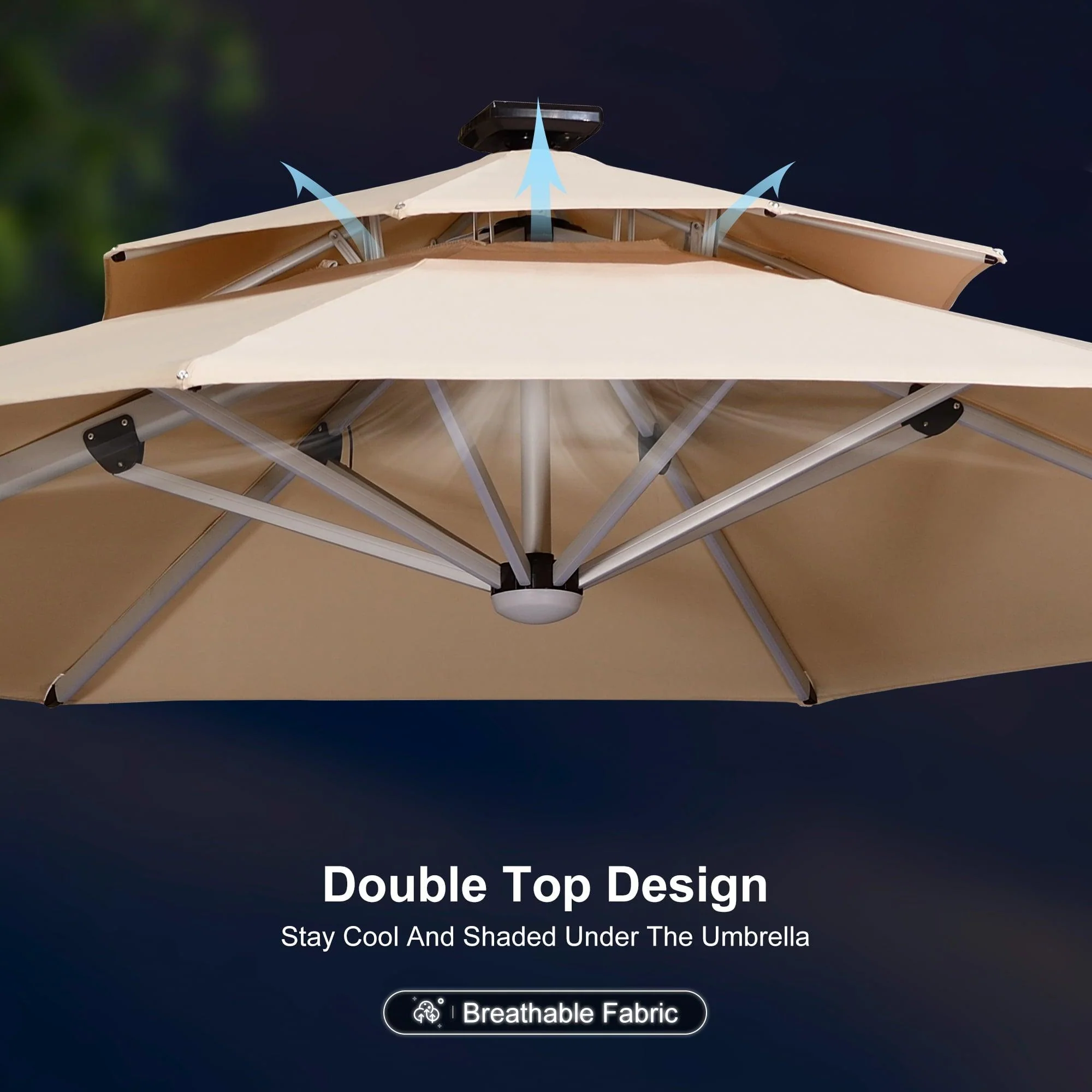 PURPLE LEAF Round Solar Lighted Cantilever Umbrella Outside Patio Umbrella with Lights - Image 107