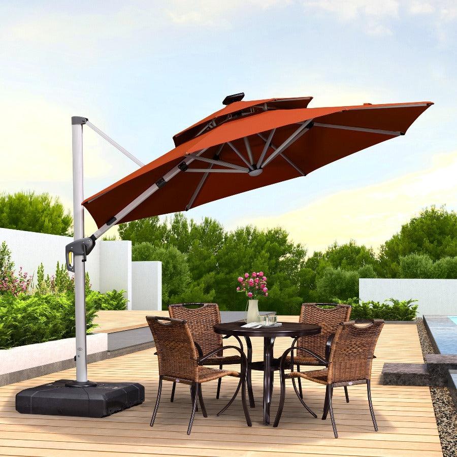 PURPLE LEAF Round Solar Lighted Cantilever Umbrella Outside Patio Umbrella with Lights - Image 22