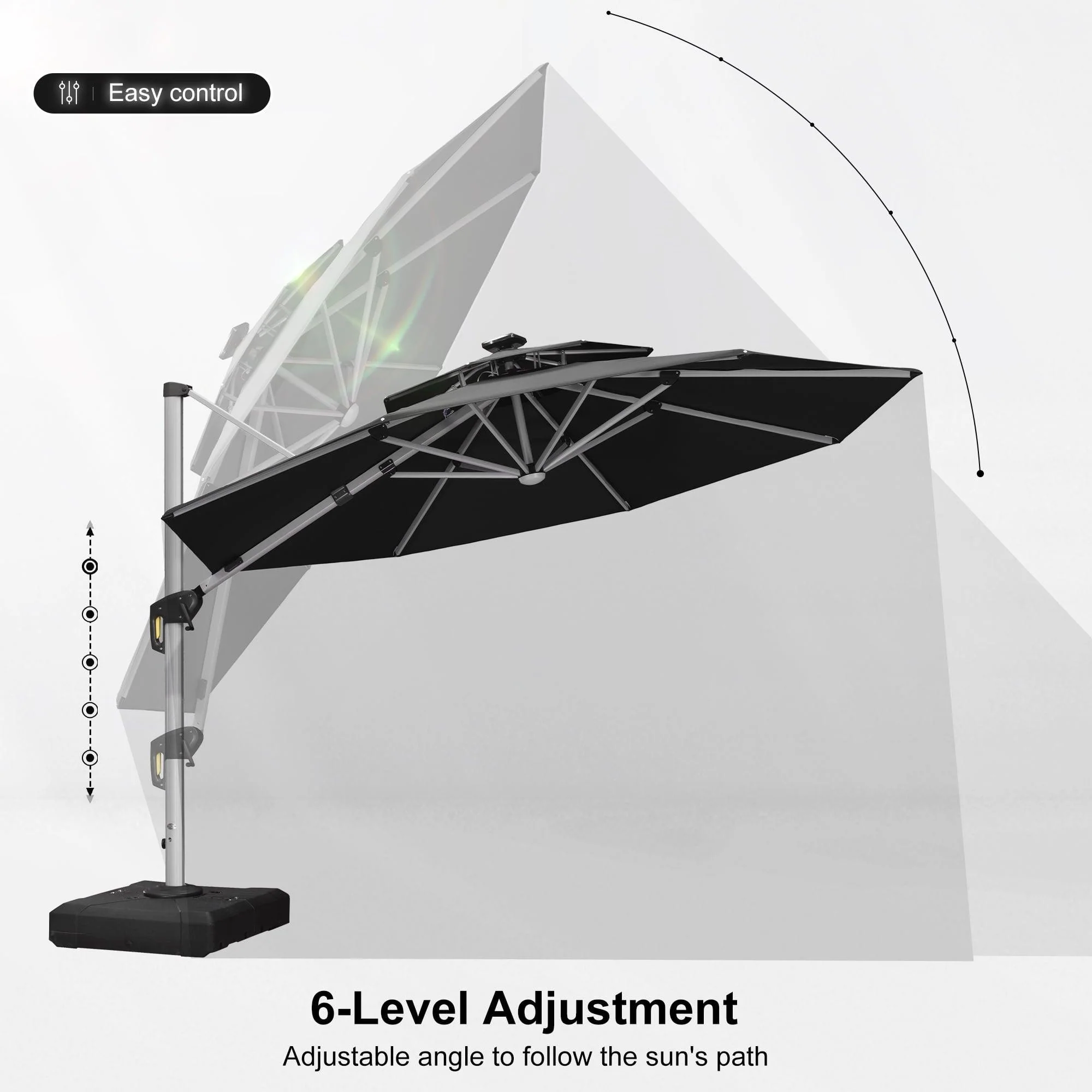 PURPLE LEAF Round Solar Lighted Cantilever Umbrella Outside Patio Umbrella with Lights - Image 114
