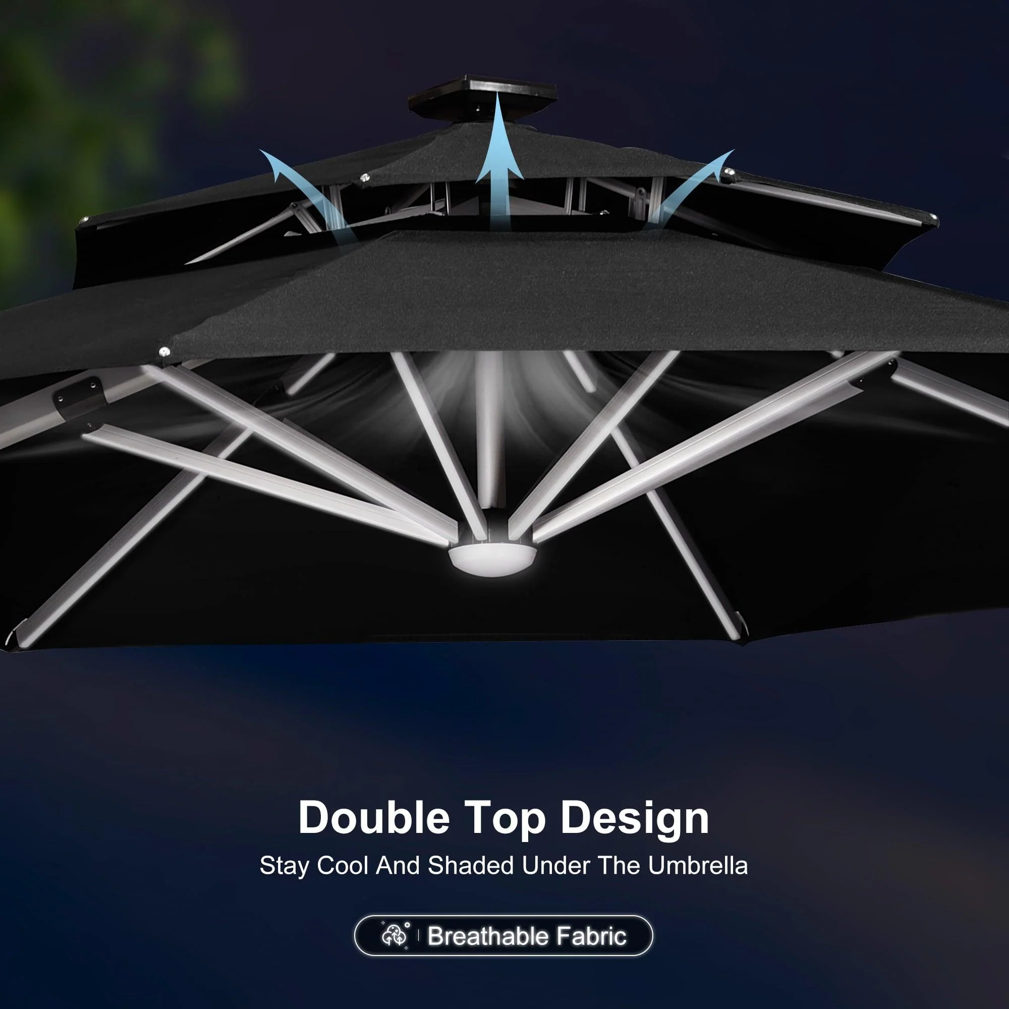 PURPLE LEAF Round Solar Lighted Cantilever Umbrella Outside Patio Umbrella with Lights - Image 117