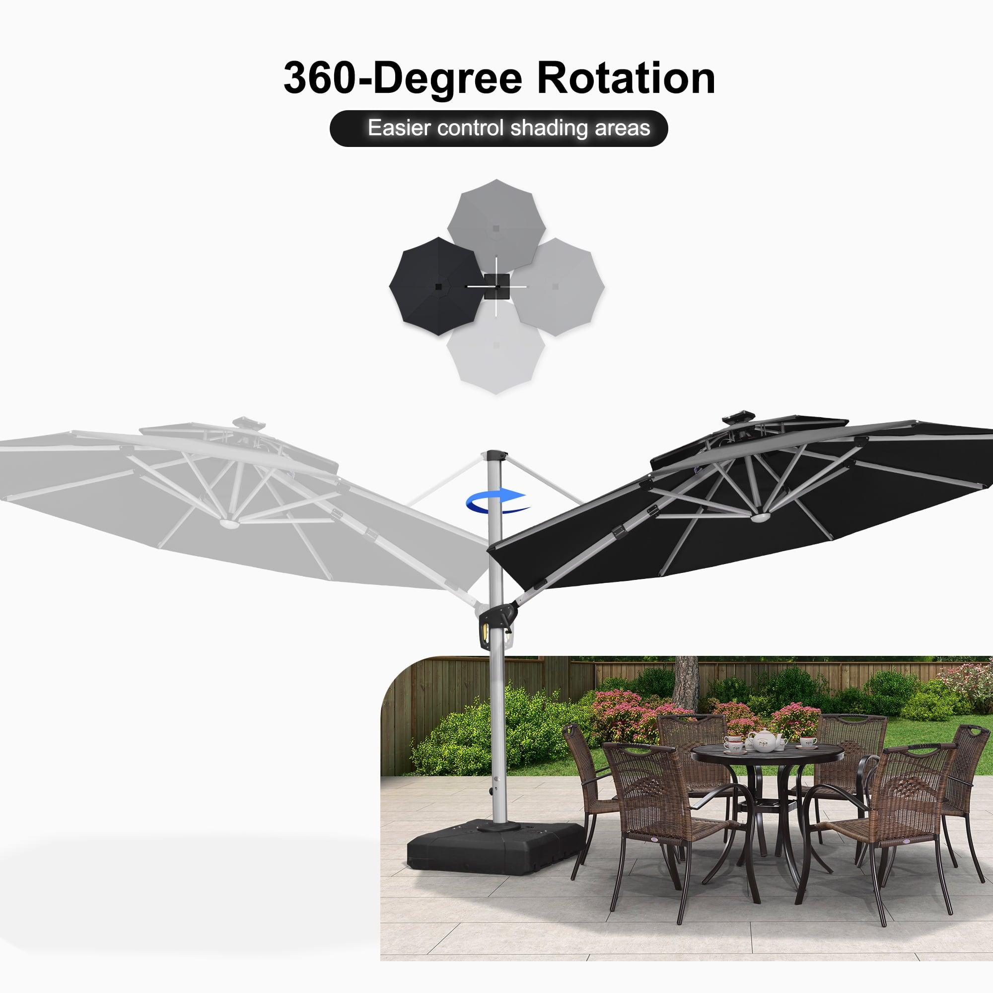PURPLE LEAF Round Solar Lighted Cantilever Umbrella Outside Patio Umbrella with Lights - Image 118