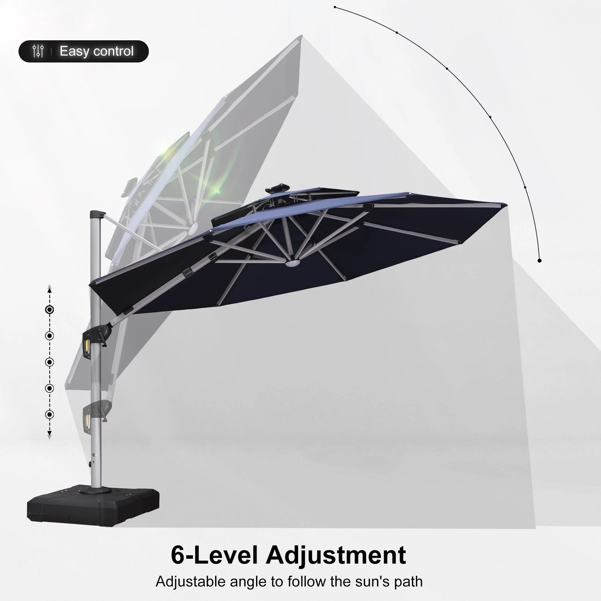 PURPLE LEAF Round Solar Lighted Cantilever Umbrella Outside Patio Umbrella with Lights - Image 120