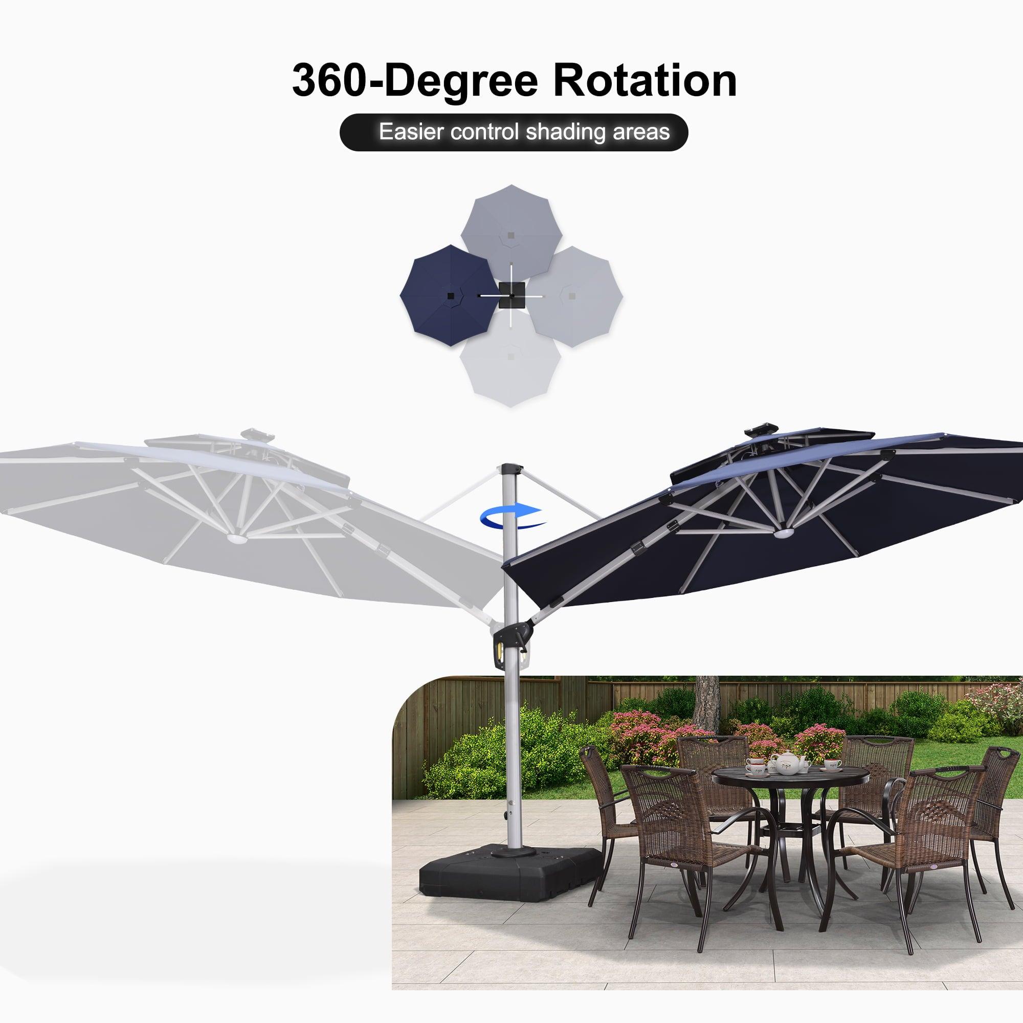 PURPLE LEAF Round Solar Lighted Cantilever Umbrella Outside Patio Umbrella with Lights - Image 124