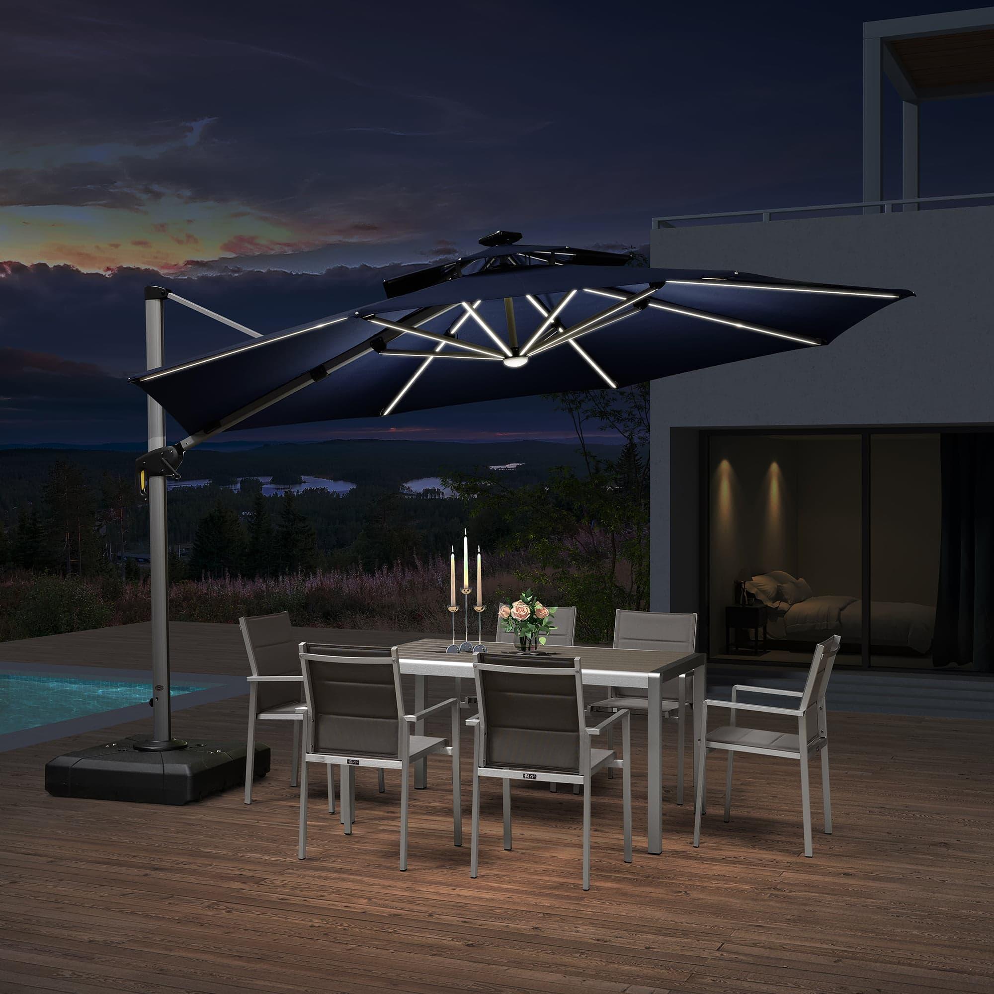 PURPLE LEAF Round Solar Lighted Cantilever Umbrella Outside Patio Umbrella with Lights - Image 138
