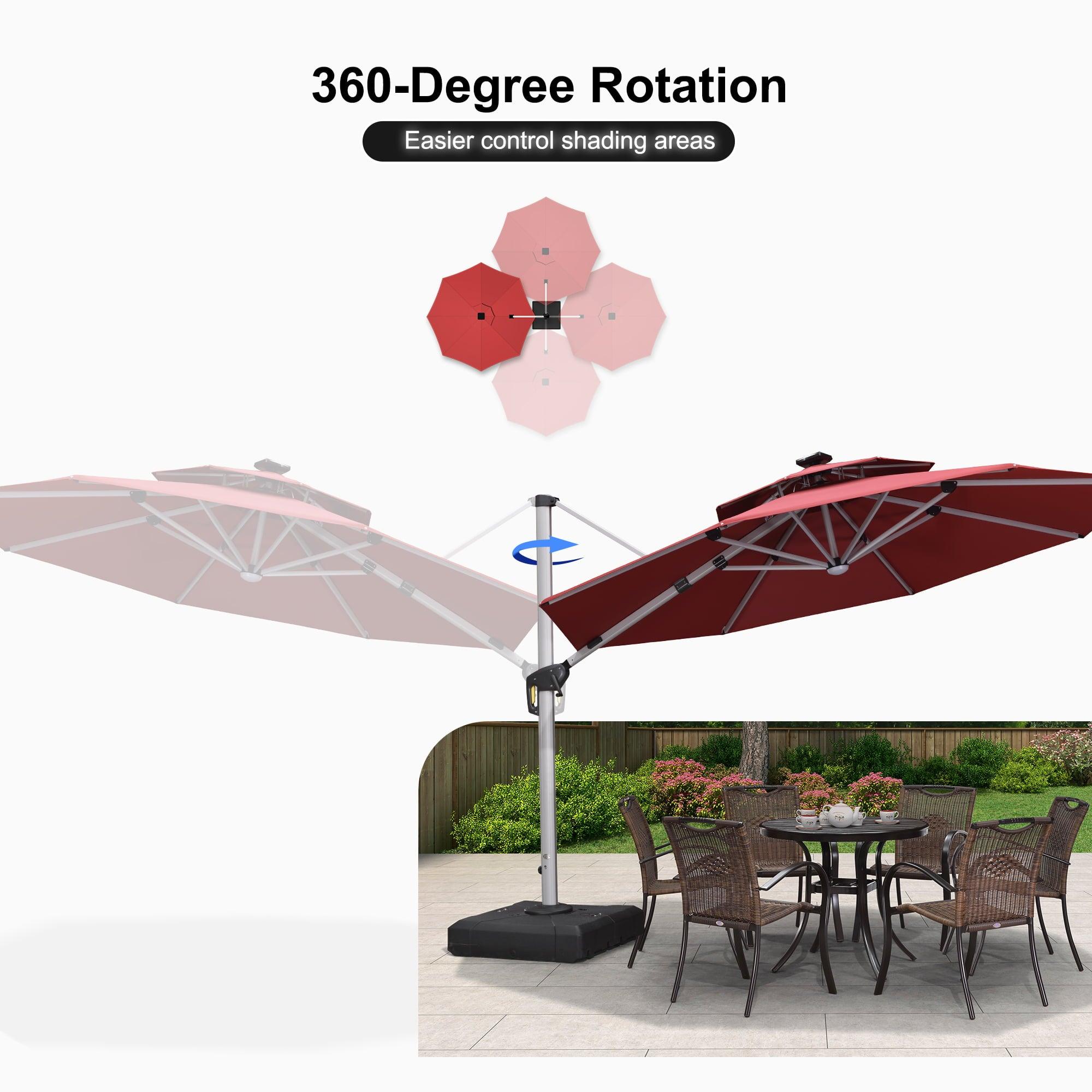 PURPLE LEAF Round Solar Lighted Cantilever Umbrella Outside Patio Umbrella with Lights - Image 148