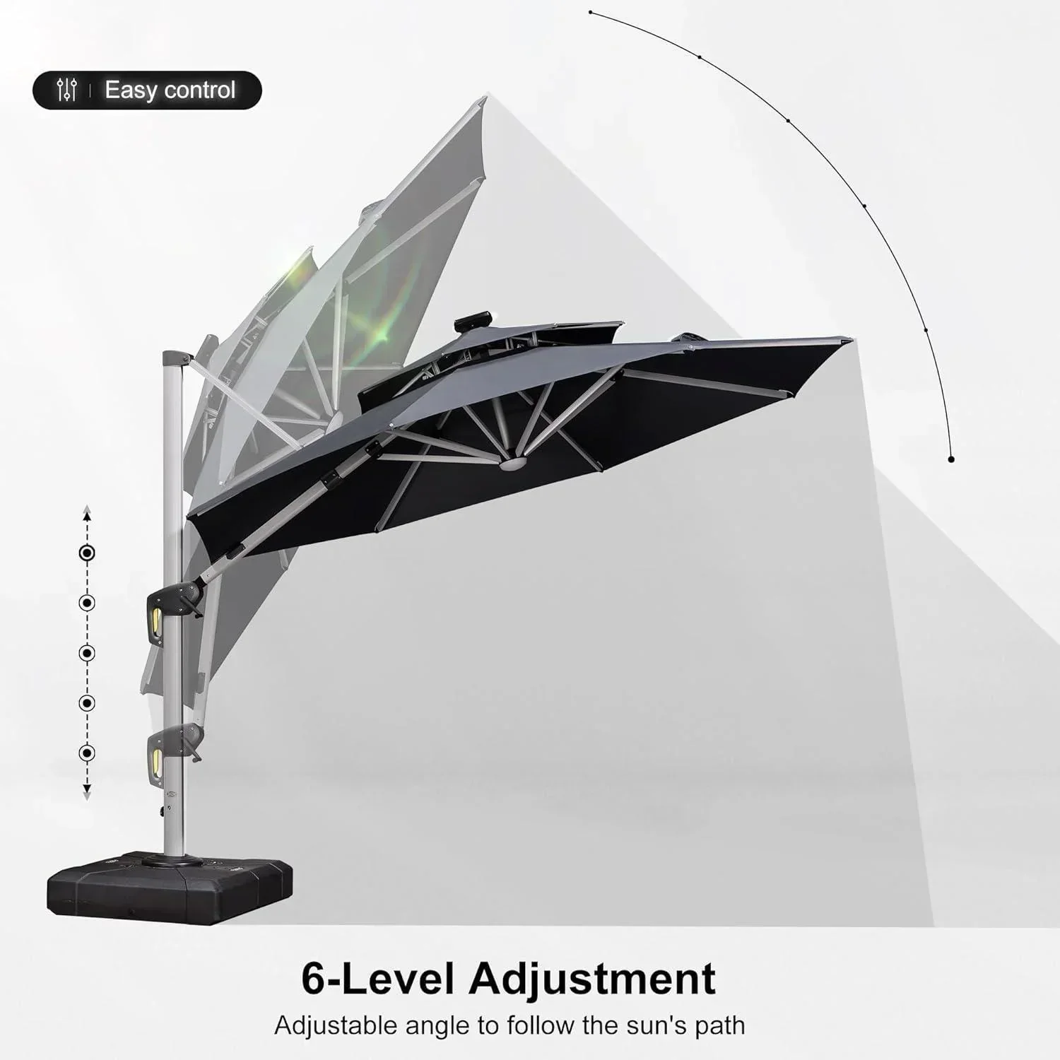 PURPLE LEAF Round Solar Lighted Cantilever Umbrella Outside Patio Umbrella with Lights - Image 153