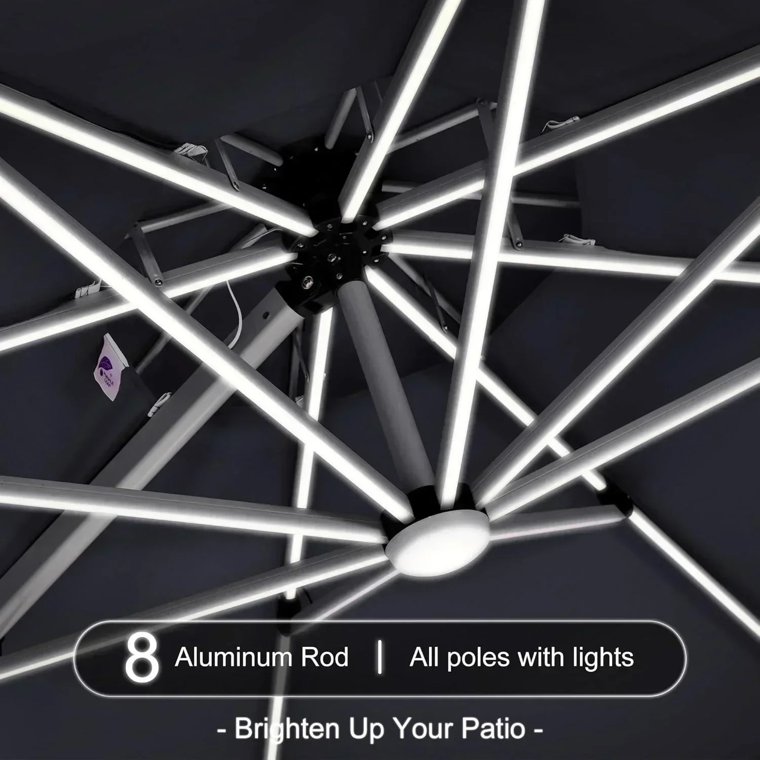 PURPLE LEAF Round Solar Lighted Cantilever Umbrella Outside Patio Umbrella with Lights - Image 155