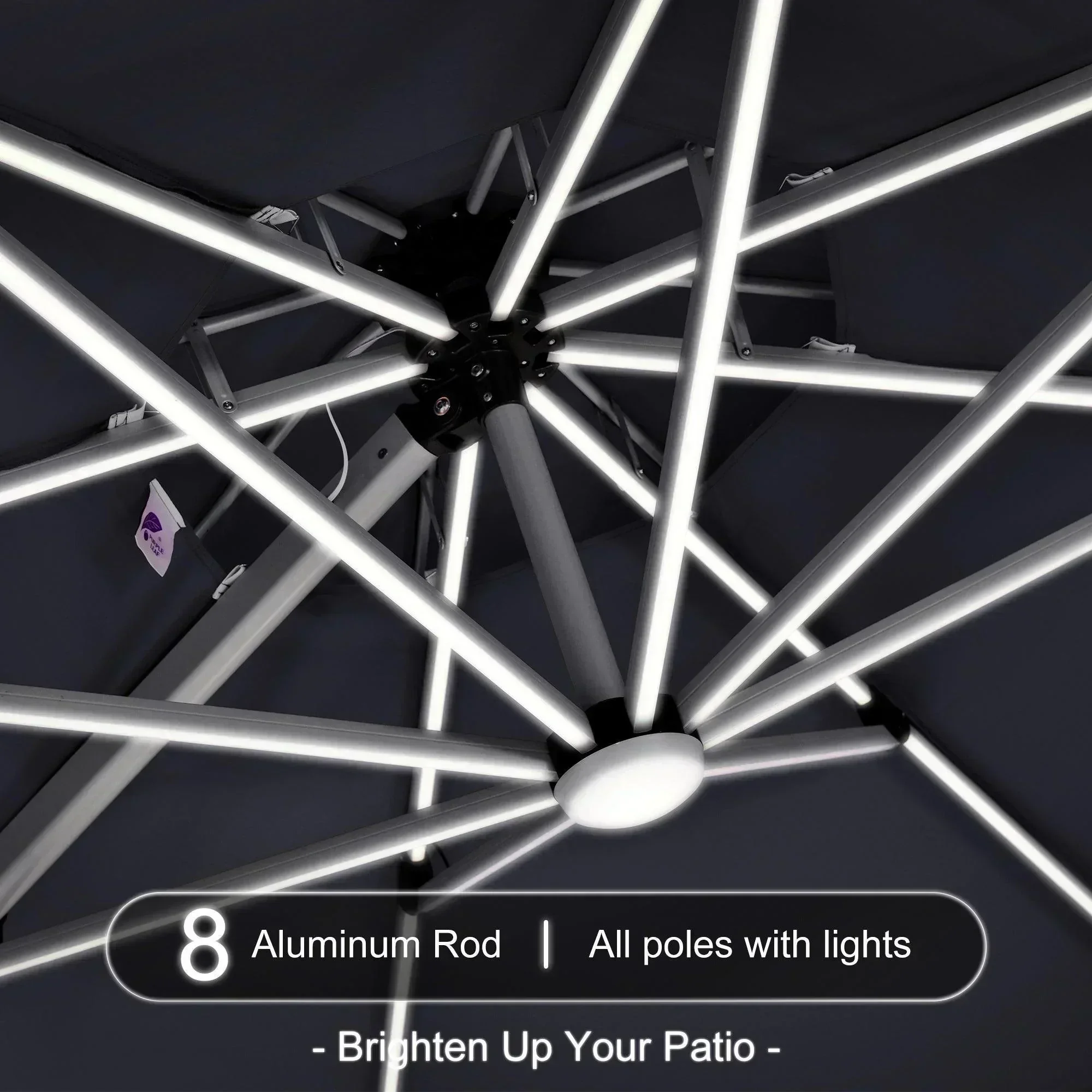 PURPLE LEAF Round Solar Lighted Cantilever Umbrella Outside Patio Umbrella with Lights - Image 167