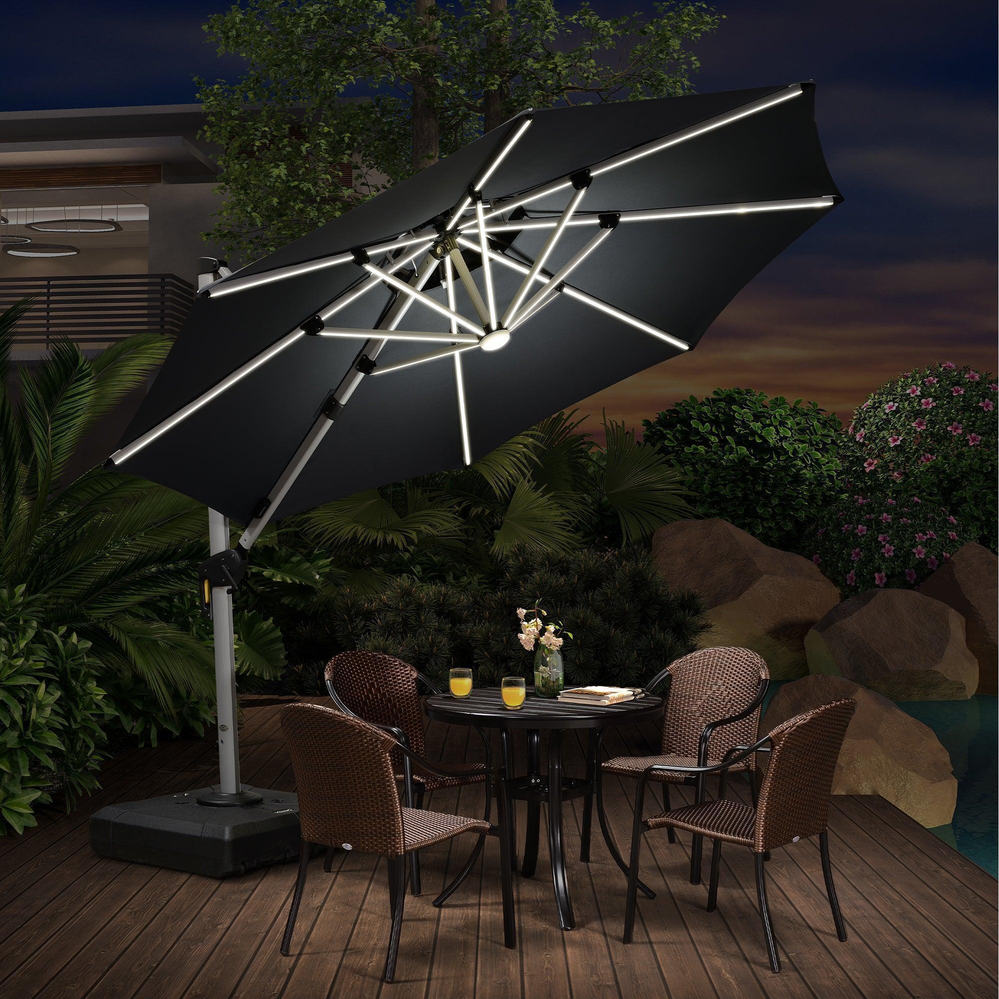 PURPLE LEAF Round Solar Lighted Cantilever Umbrella Outside Patio Umbrella with Lights - Image 168