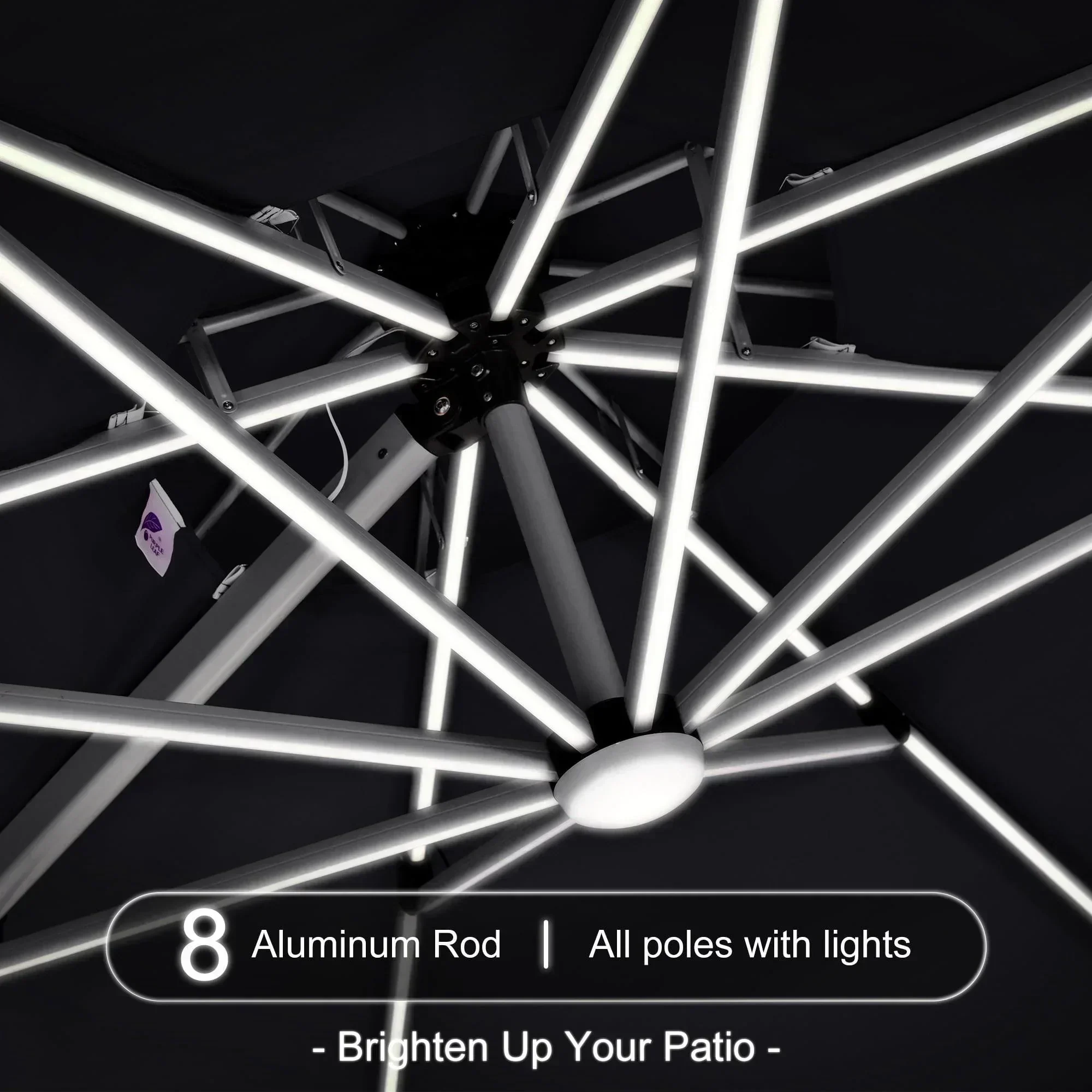 PURPLE LEAF Round Solar Lighted Cantilever Umbrella Outside Patio Umbrella with Lights - Image 171