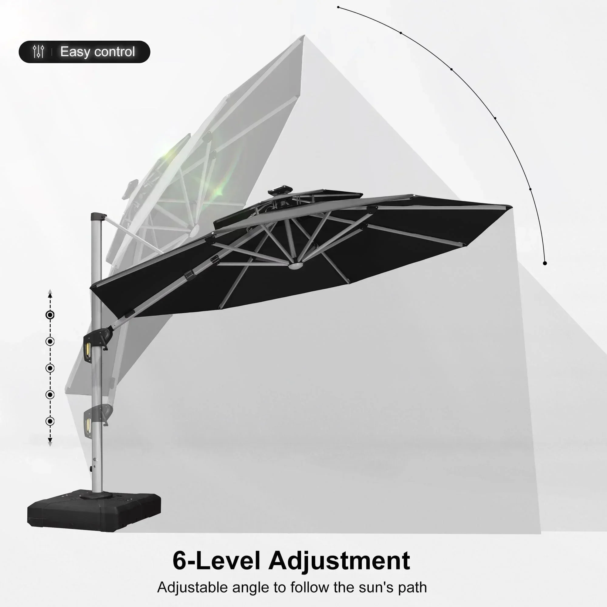 PURPLE LEAF Round Solar Lighted Cantilever Umbrella Outside Patio Umbrella with Lights - Image 174