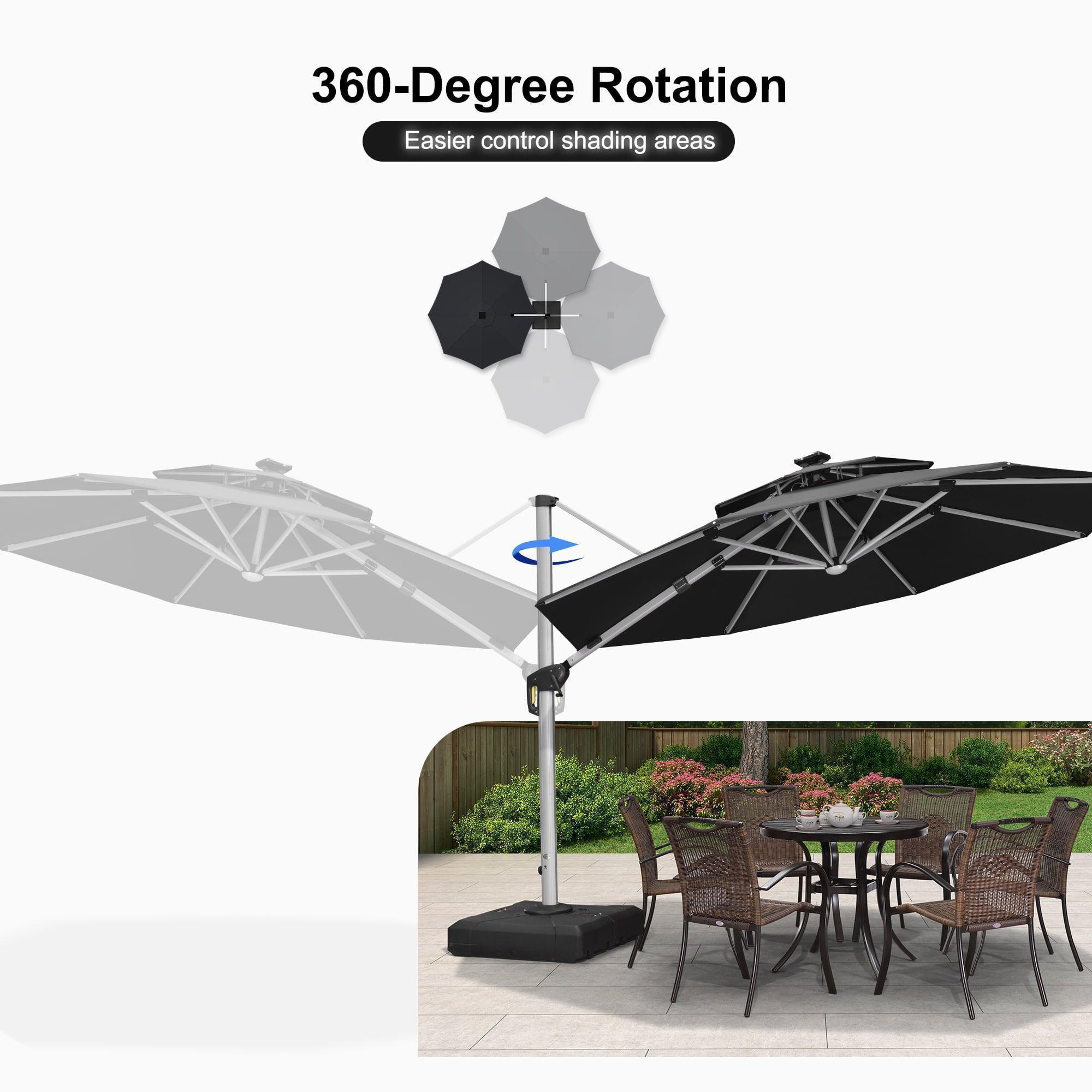 PURPLE LEAF Round Solar Lighted Cantilever Umbrella Outside Patio Umbrella with Lights - Image 175