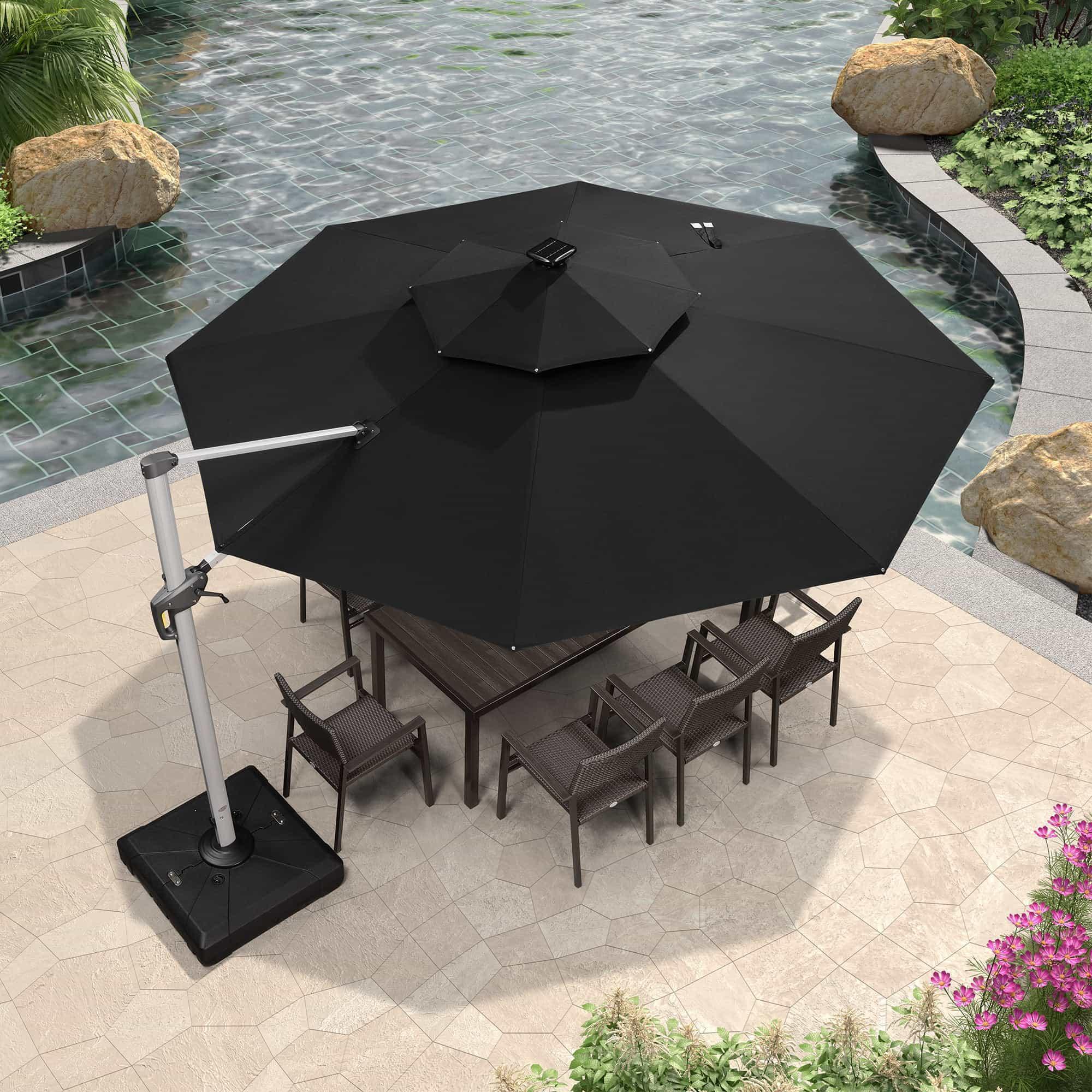 PURPLE LEAF Round Solar Lighted Cantilever Umbrella Outside Patio Umbrella with Lights - Image 181