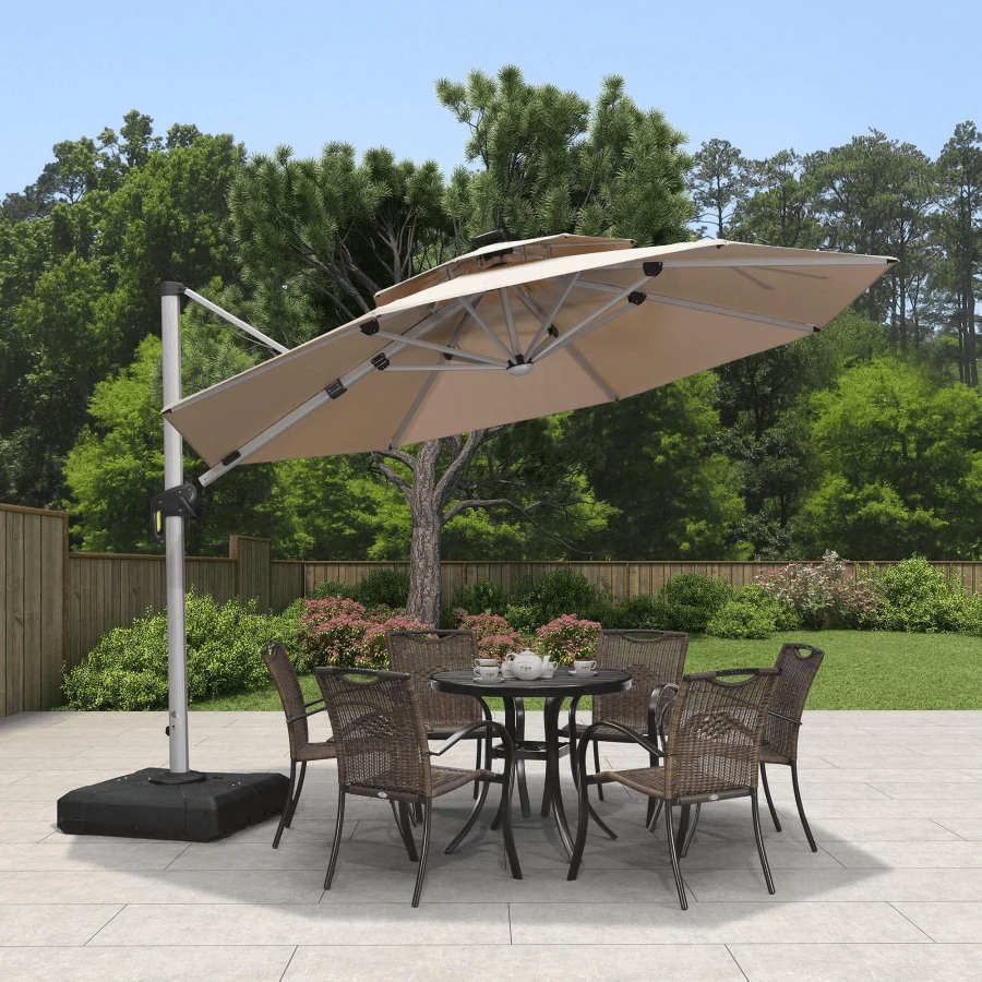 PURPLE LEAF Round Solar Lighted Cantilever Umbrella Outside Patio Umbrella with Lights - Image 32