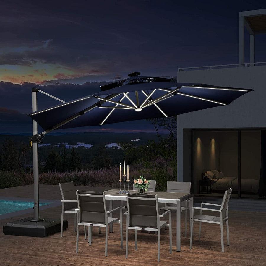 PURPLE LEAF Round Solar Lighted Cantilever Umbrella Outside Patio Umbrella with Lights - Image 41