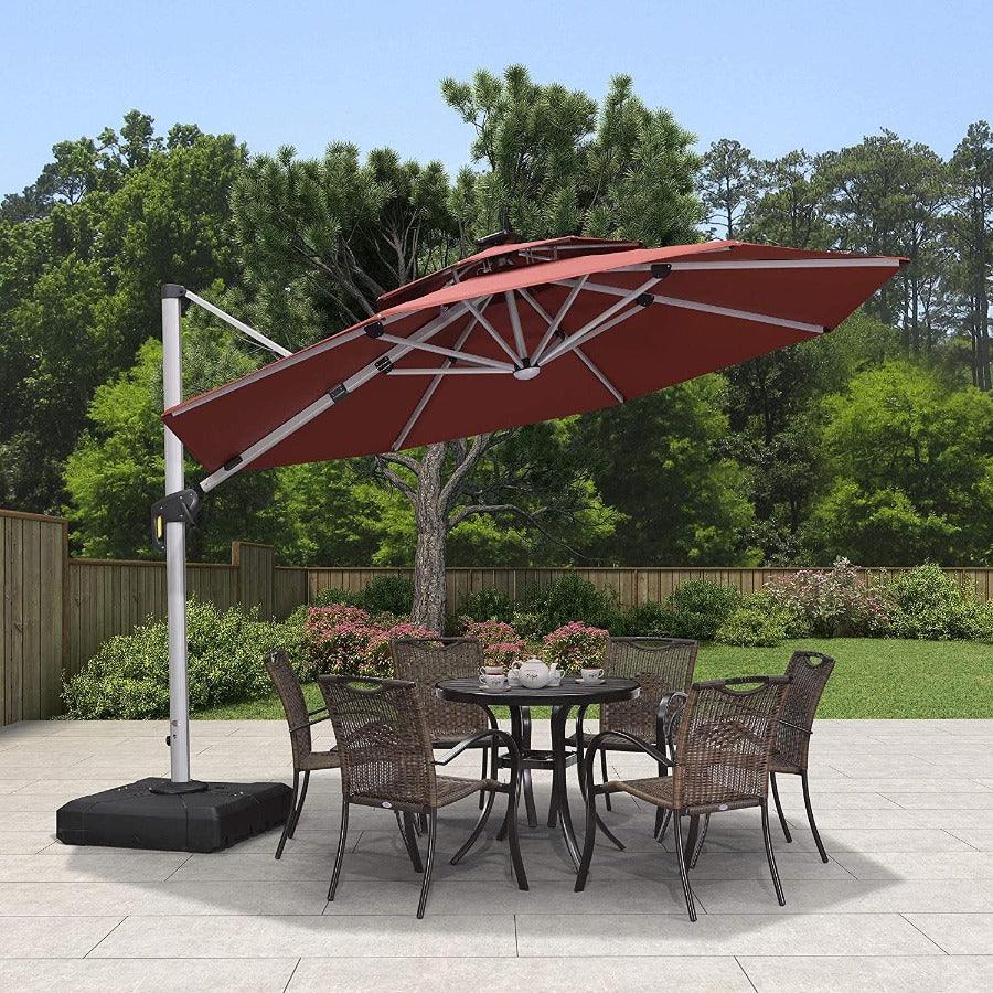 PURPLE LEAF Round Solar Lighted Cantilever Umbrella Outside Patio Umbrella with Lights - Image 42