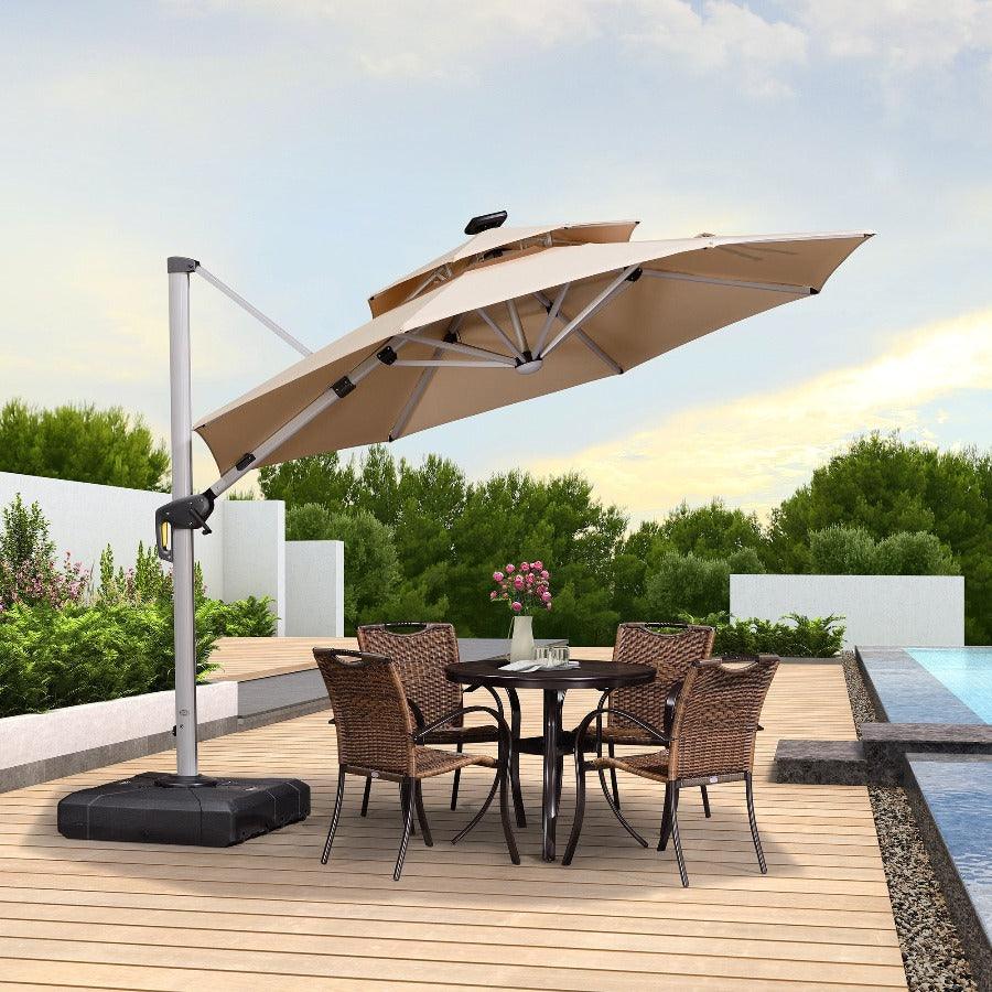 PURPLE LEAF Round Solar Lighted Cantilever Umbrella Outside Patio Umbrella with Lights - Image 20