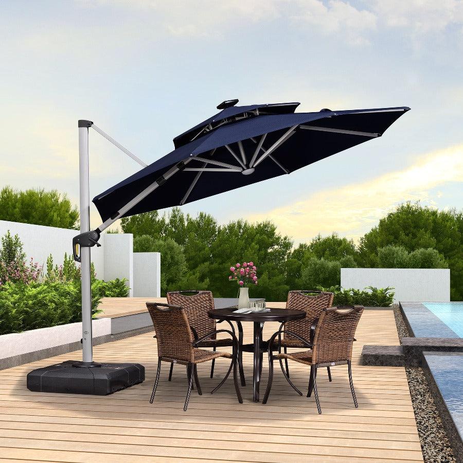 PURPLE LEAF Round Solar Lighted Cantilever Umbrella Outside Patio Umbrella with Lights - Image 15