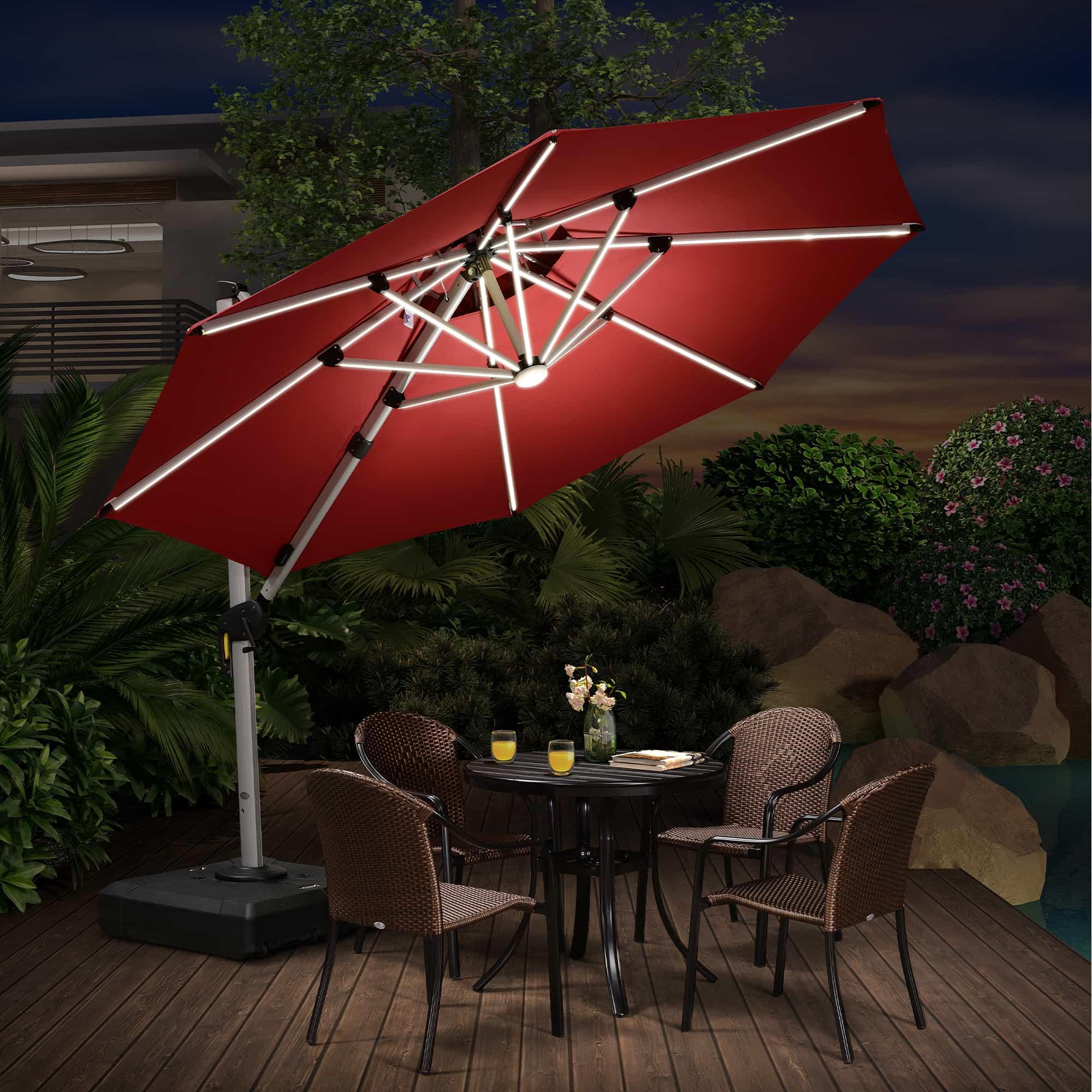 PURPLE LEAF Round Solar Lighted Cantilever Umbrella Outside Patio Umbrella with Lights - Image 63