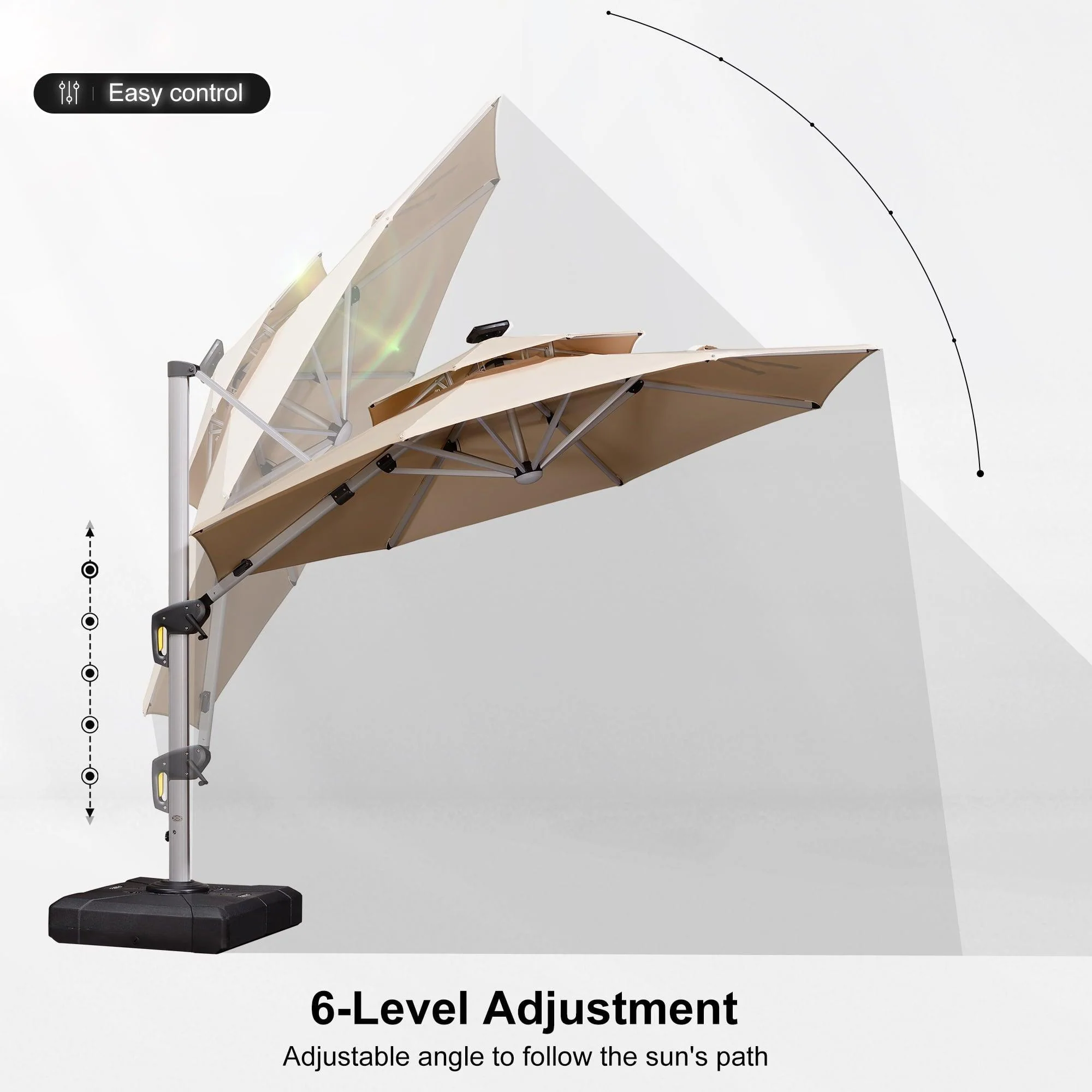 PURPLE LEAF Round Solar Lighted Cantilever Umbrella Outside Patio Umbrella with Lights - Image 67
