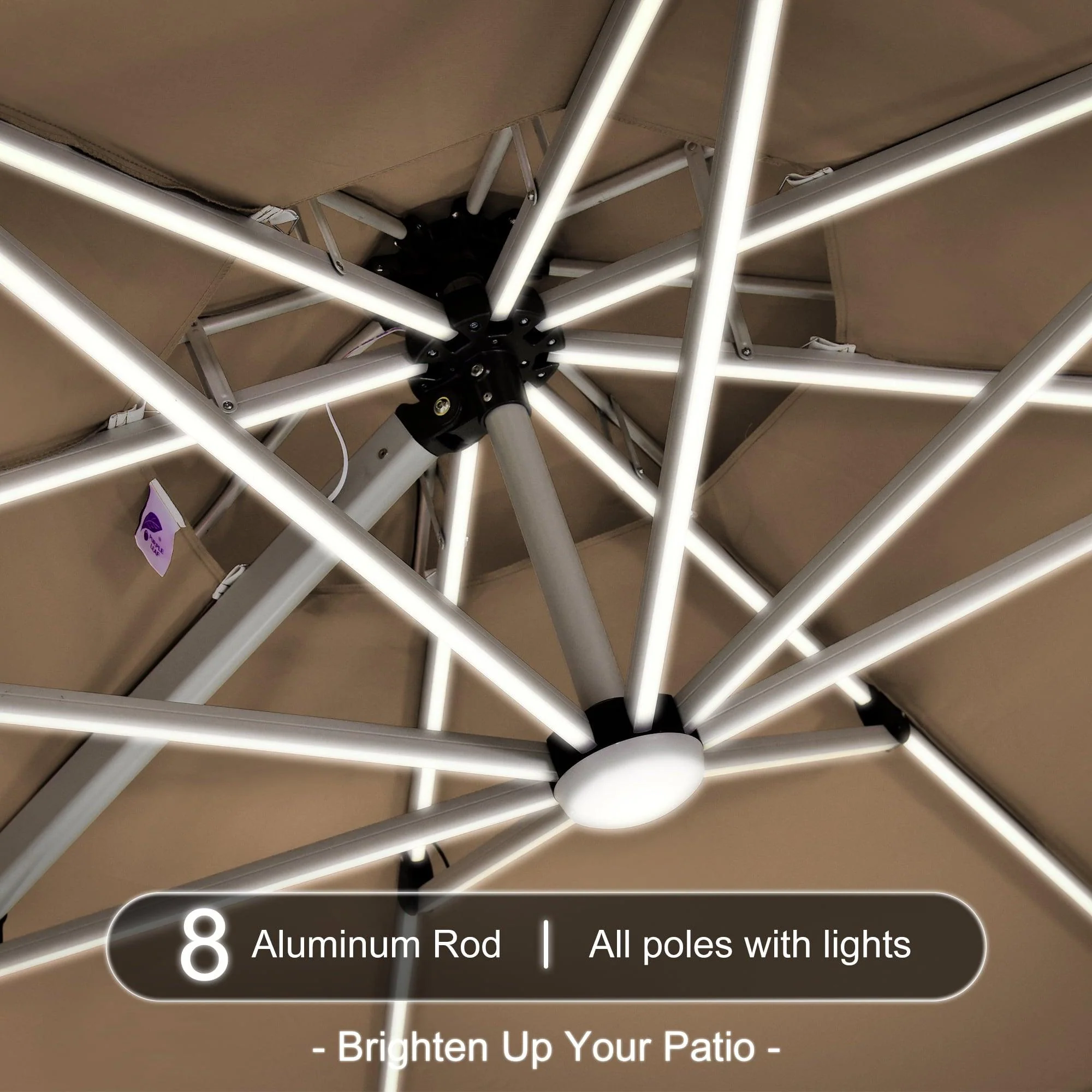 PURPLE LEAF Round Solar Lighted Cantilever Umbrella Outside Patio Umbrella with Lights - Image 73