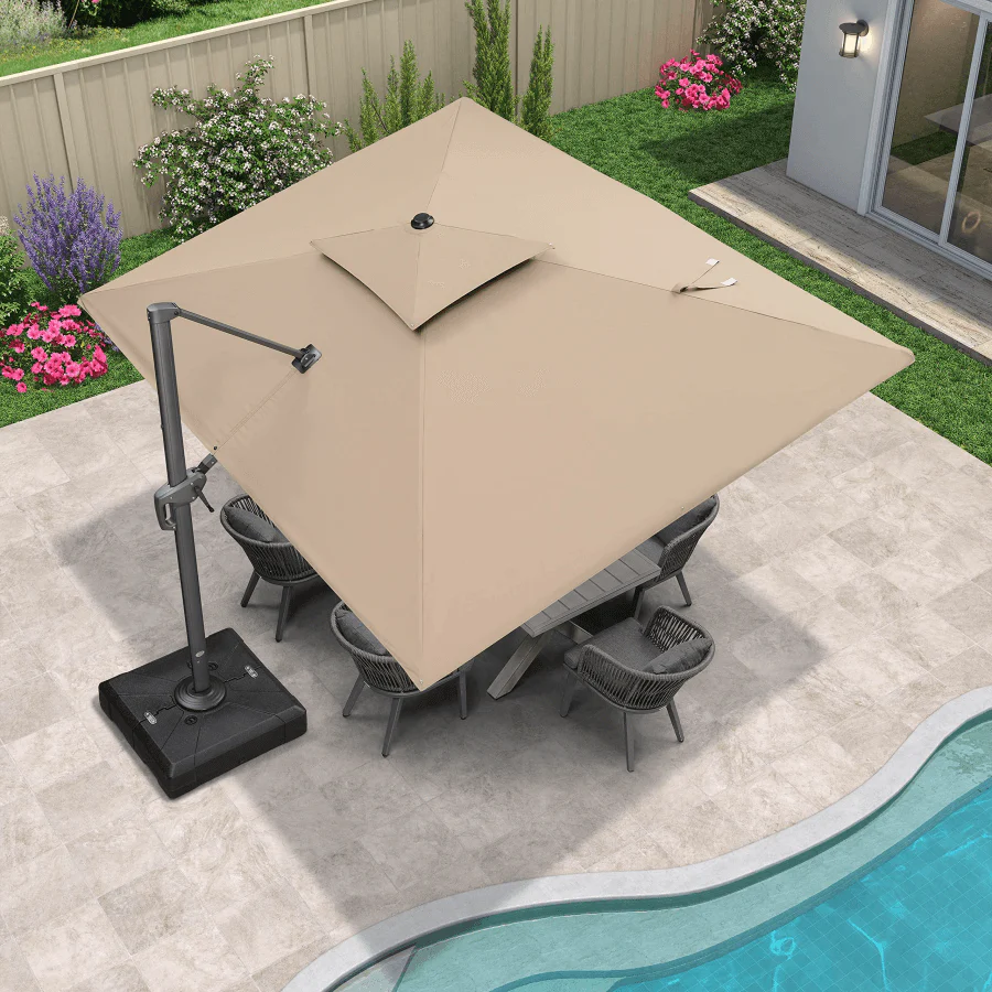 PURPLE LEAF Cantilever Patio Umbrella Gray Pole Outdoor Umbrella with UV Protection - Image 34