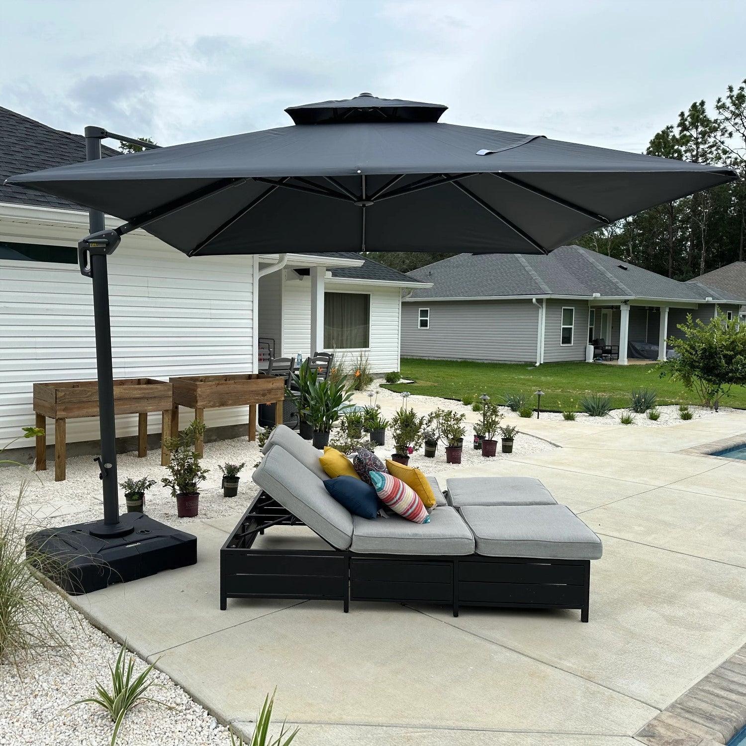 PURPLE LEAF Cantilever Patio Umbrella Gray Pole Outdoor Umbrella with UV Protection - Image 71