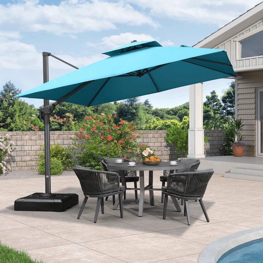 PURPLE LEAF Cantilever Patio Umbrella Gray Pole Outdoor Umbrella with UV Protection - Image 87