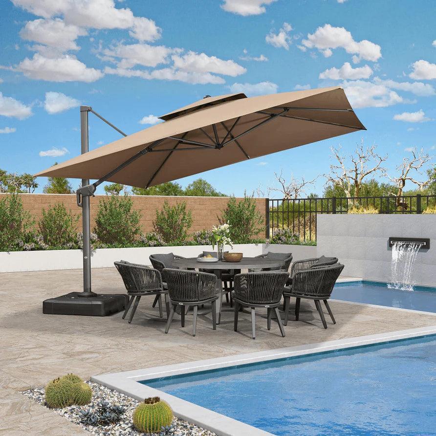 PURPLE LEAF Cantilever Patio Umbrella Gray Pole Outdoor Umbrella with UV Protection - Image 88