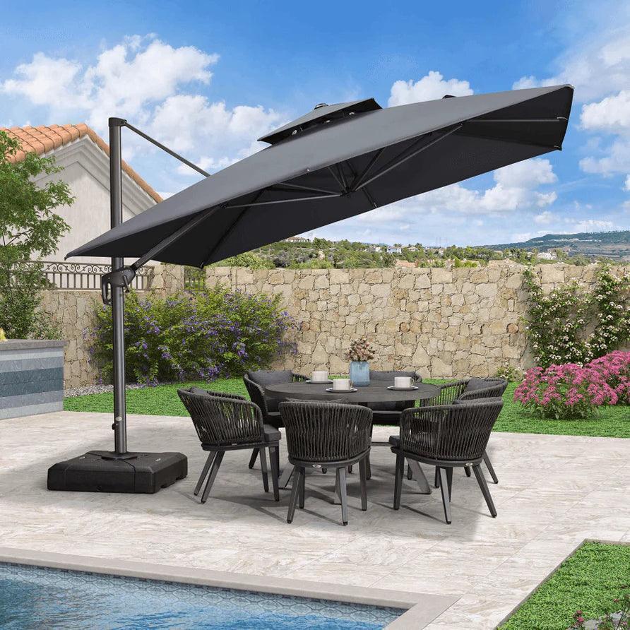 PURPLE LEAF Cantilever Patio Umbrella Gray Pole Outdoor Umbrella with UV Protection - Image 89