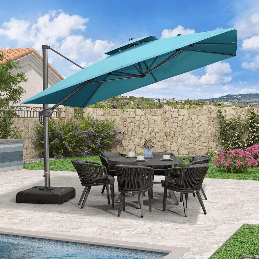 PURPLE LEAF Cantilever Patio Umbrella Gray Pole Outdoor Umbrella with UV Protection - Image 91