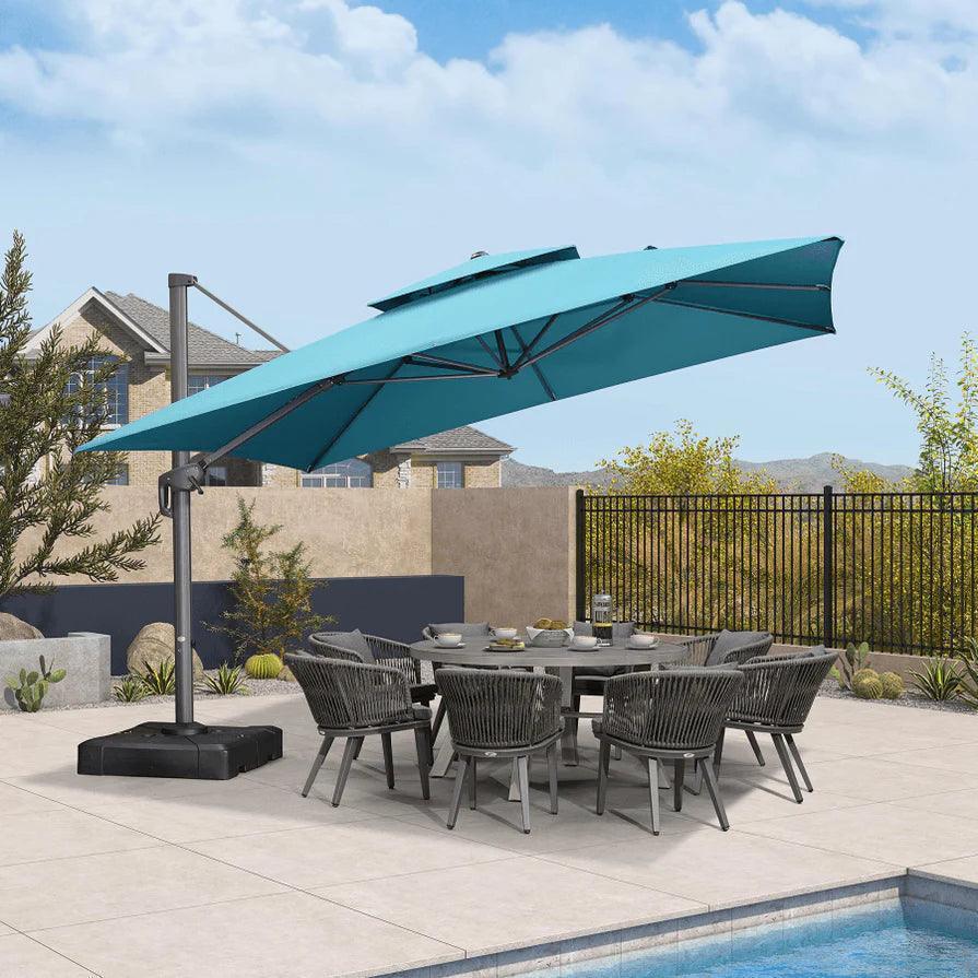 PURPLE LEAF Cantilever Patio Umbrella Gray Pole Outdoor Umbrella with UV Protection - Image 95