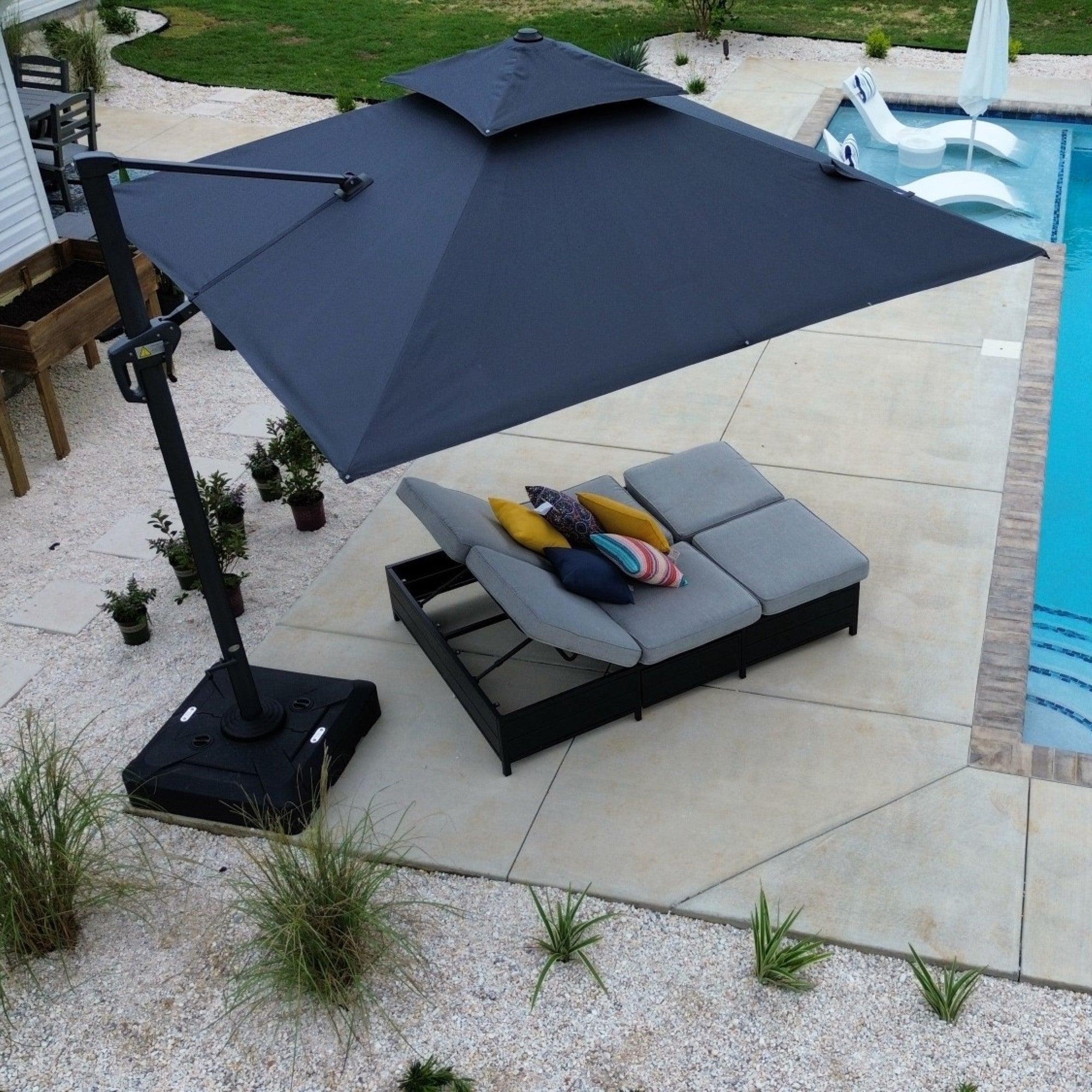 PURPLE LEAF Cantilever Patio Umbrella Gray Pole Outdoor Umbrella with UV Protection - Image 106