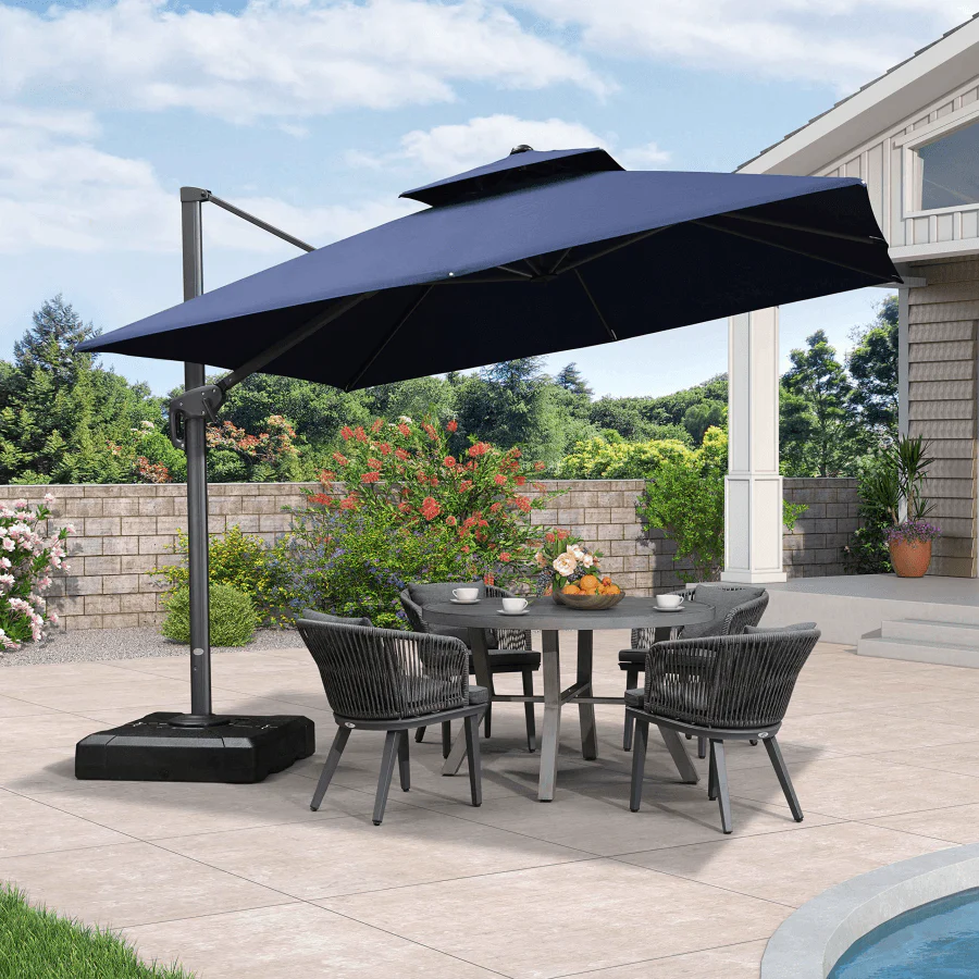 PURPLE LEAF Cantilever Patio Umbrella Gray Pole Outdoor Umbrella with UV Protection - Image 19