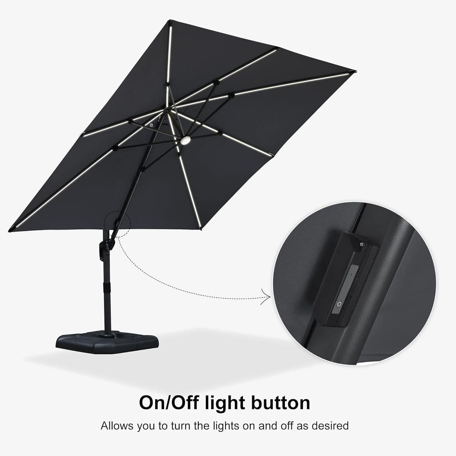 PURPLE LEAF 10ft Cantilever Patio Umbrella with LED Lights, 360° Swivel and Tilt - Image 100
