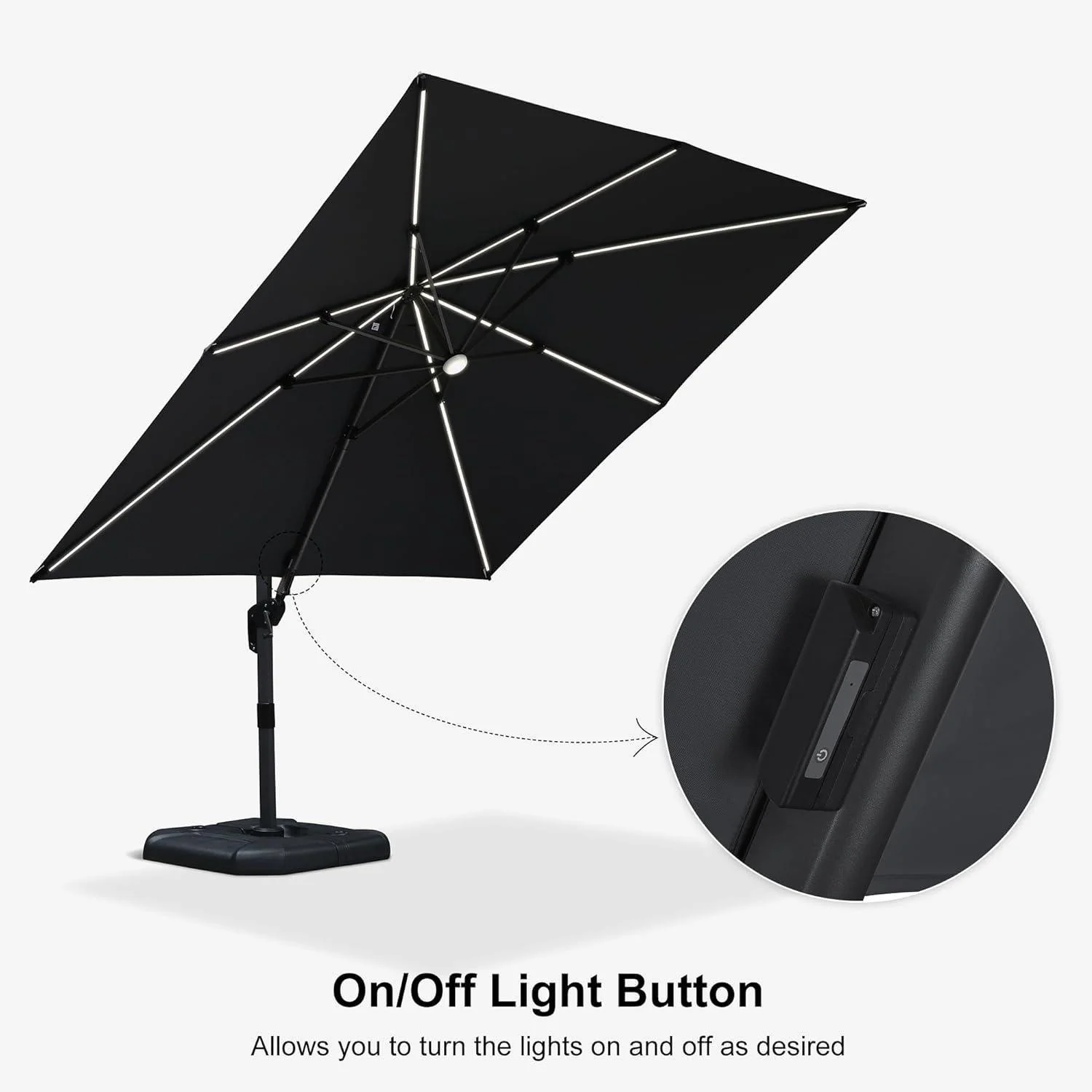 PURPLE LEAF 10ft Cantilever Patio Umbrella with LED Lights, 360° Swivel and Tilt - Image 117