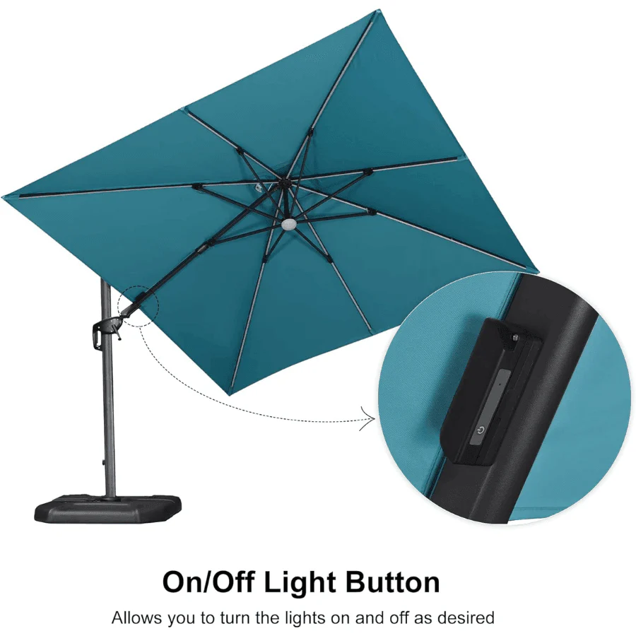 PURPLE LEAF 10ft Cantilever Patio Umbrella with LED Lights, 360° Swivel and Tilt - Image 132