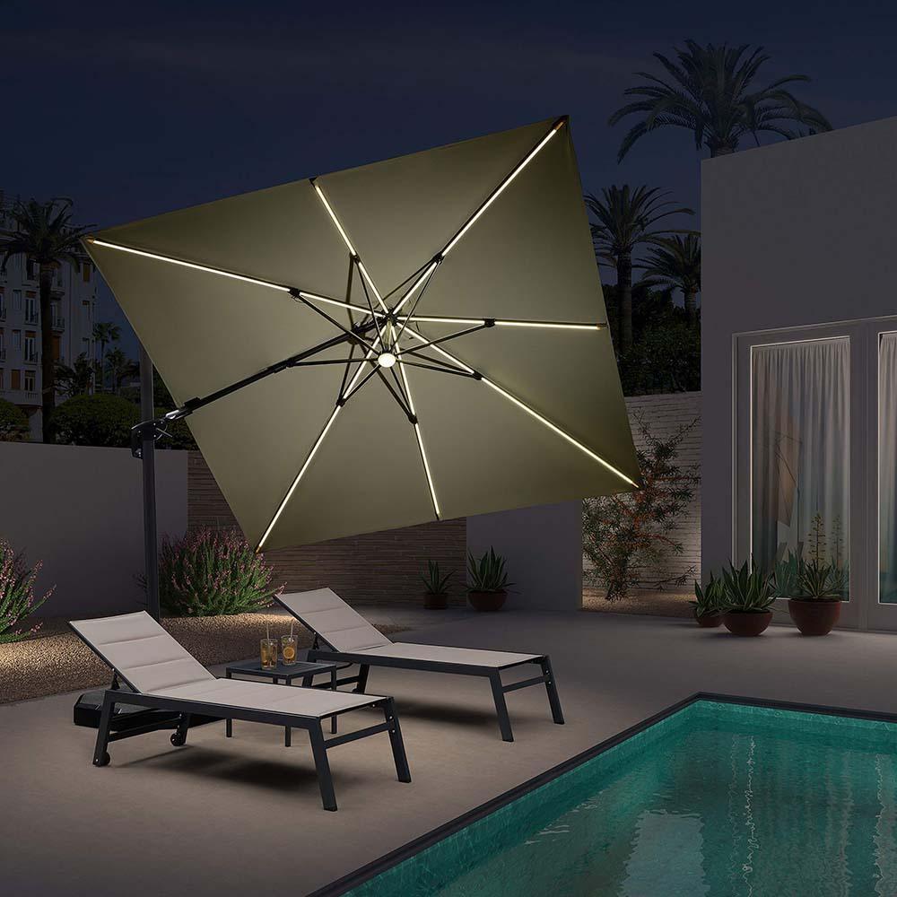 PURPLE LEAF 10ft Cantilever Patio Umbrella with LED Lights, 360° Swivel and Tilt - Image 17