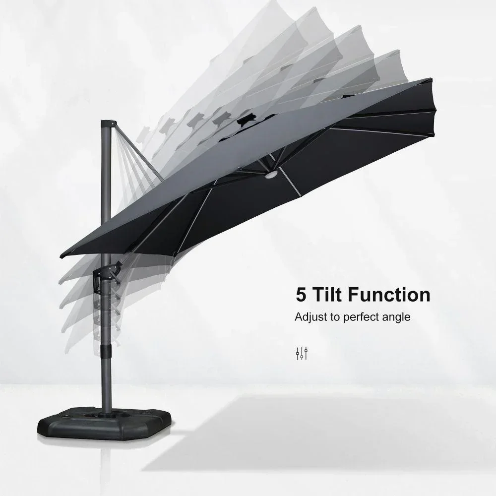 PURPLE LEAF 10ft Cantilever Patio Umbrella with LED Lights, 360° Swivel and Tilt - Image 173