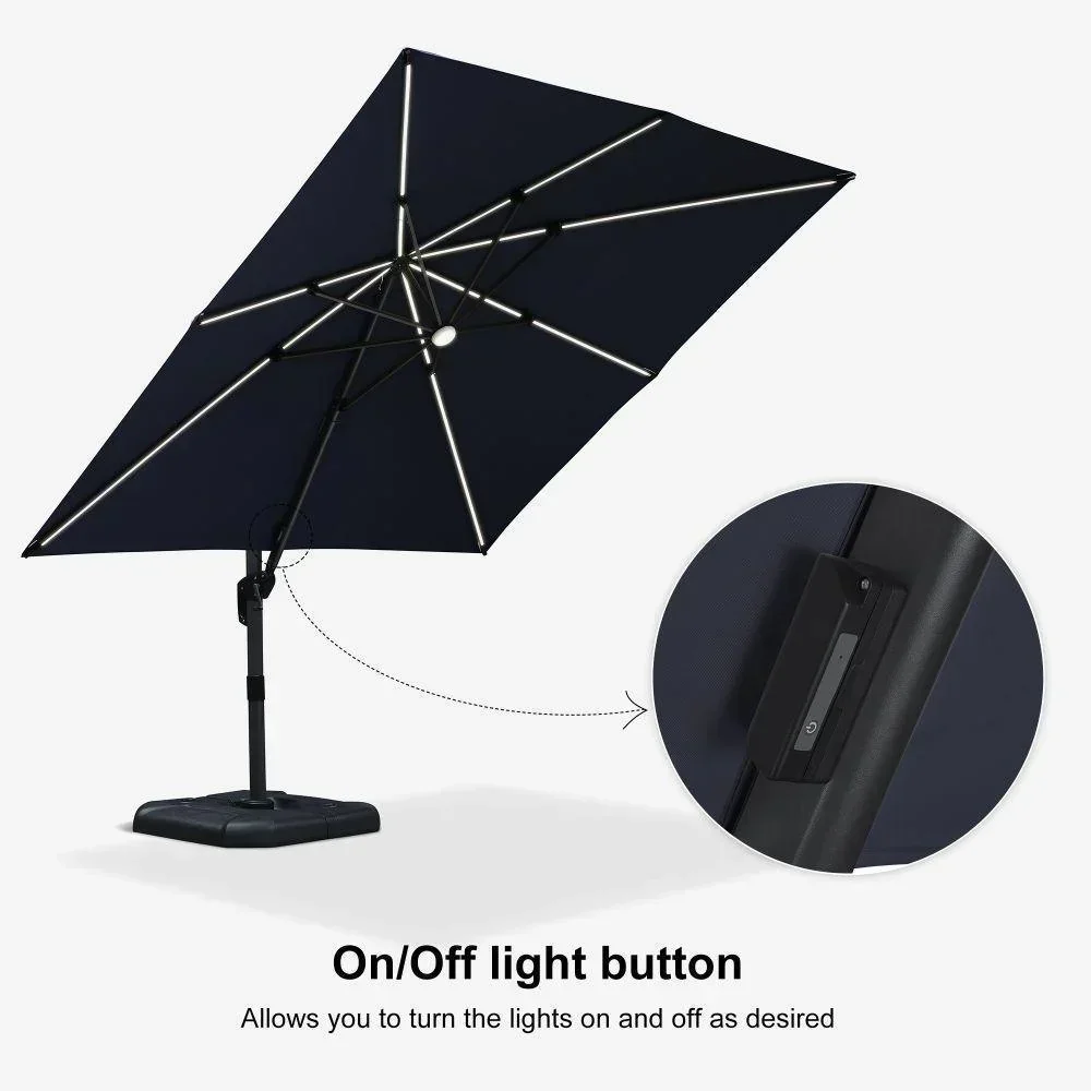PURPLE LEAF 10ft Cantilever Patio Umbrella with LED Lights, 360° Swivel and Tilt - Image 177